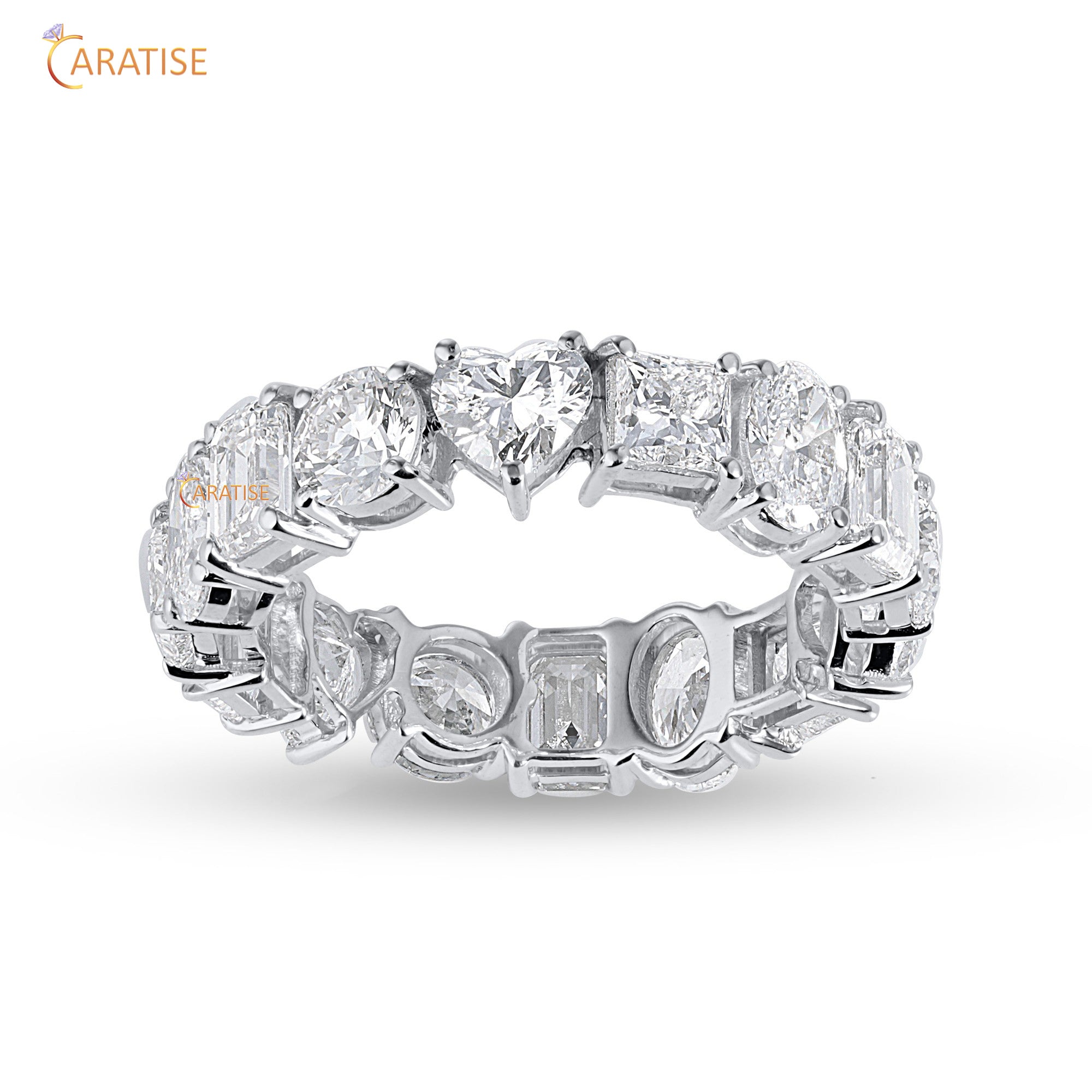 4.58 TDW Multi Cut Mossiante Diamond Eternity Band 925 Silver