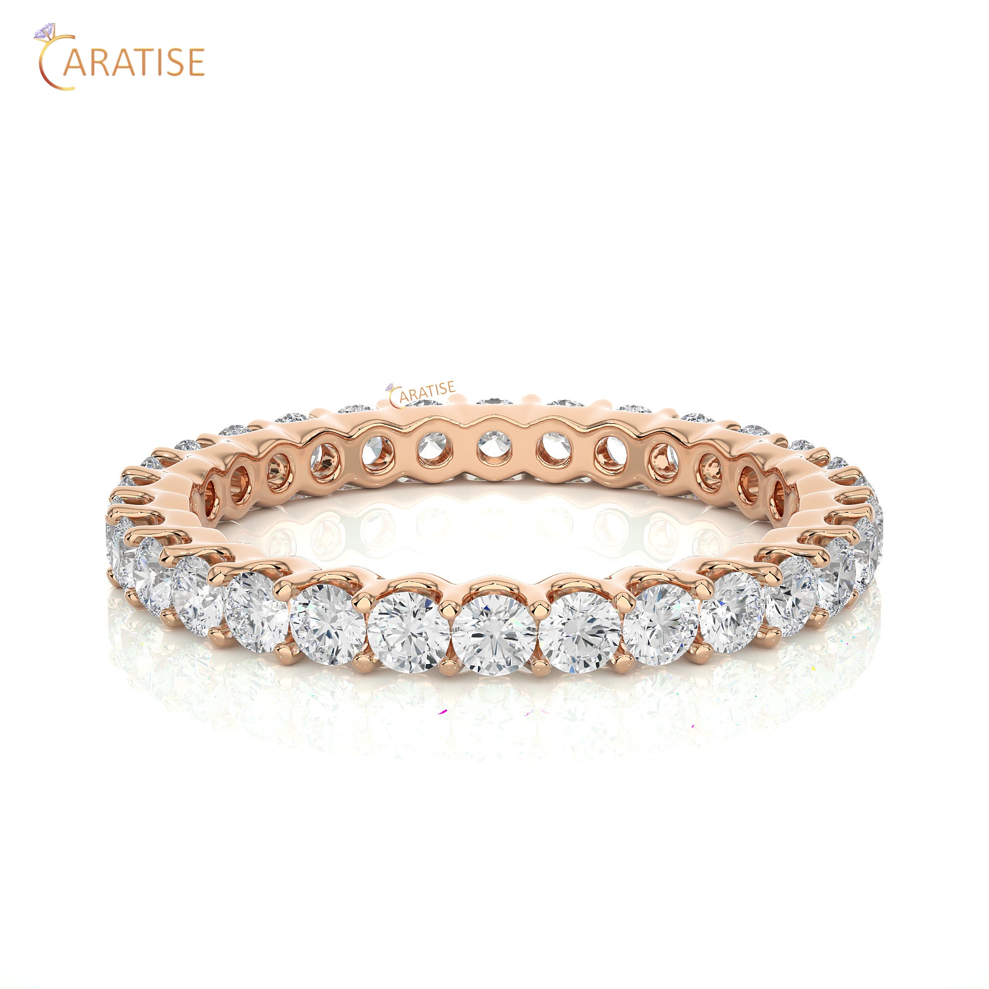 1.20 TDW Round Cut Moissanite Diamond Full Eternity Band 925 Silver