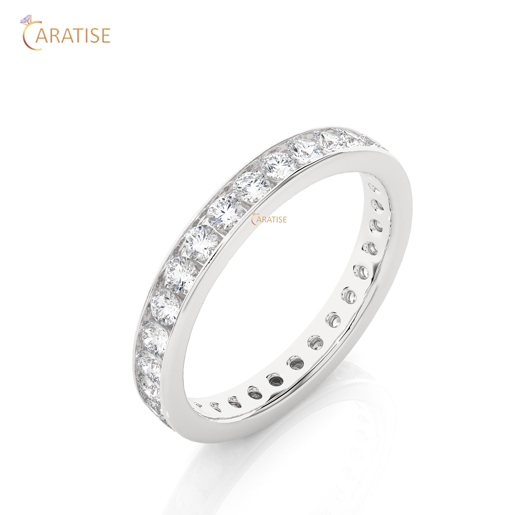 1.04 TDW Round Cut Moissanite Diamond Full Eternity Band 925 Silver