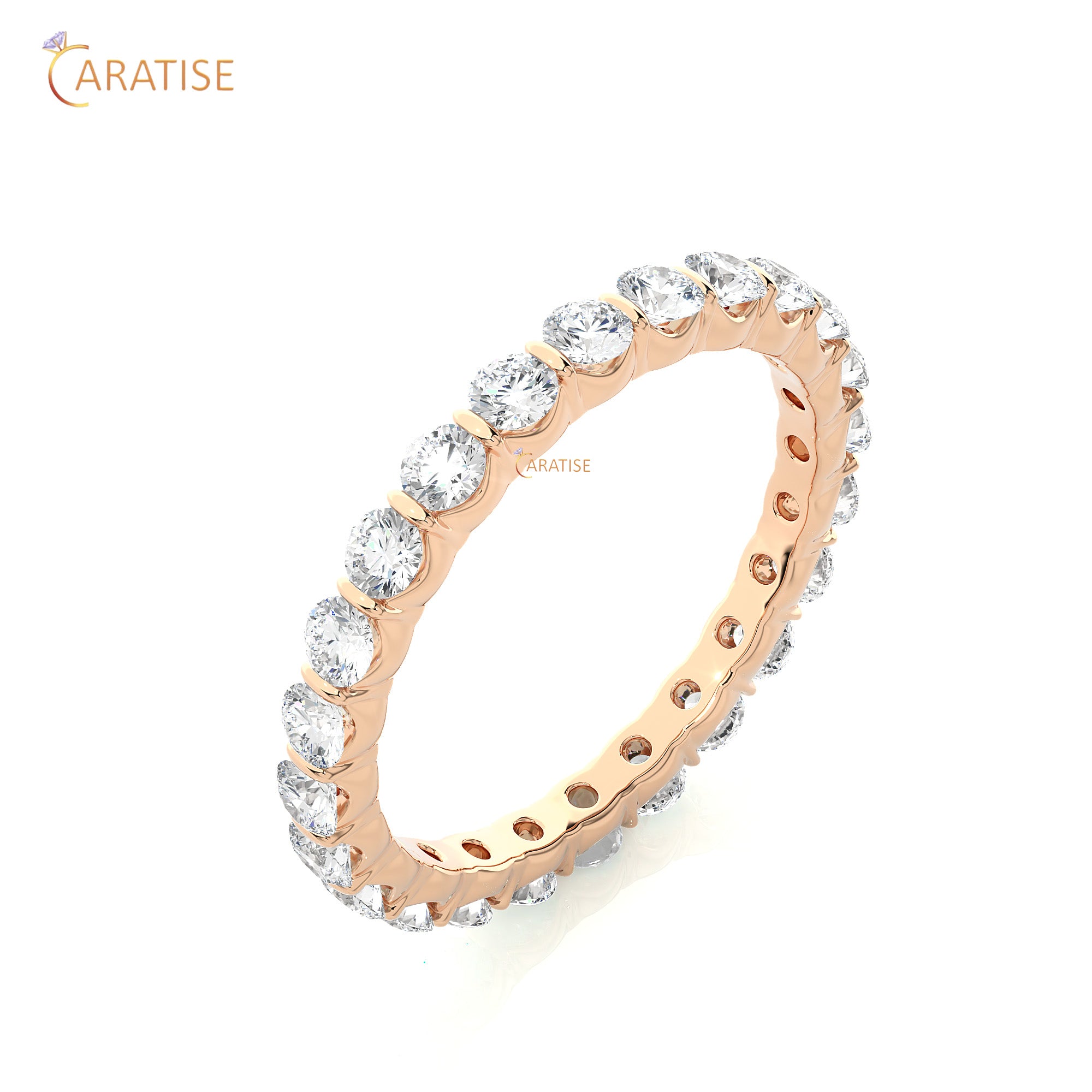 1.09 TDW Round Cut Moissanite Diamond Full Eternity Band 925 Silver