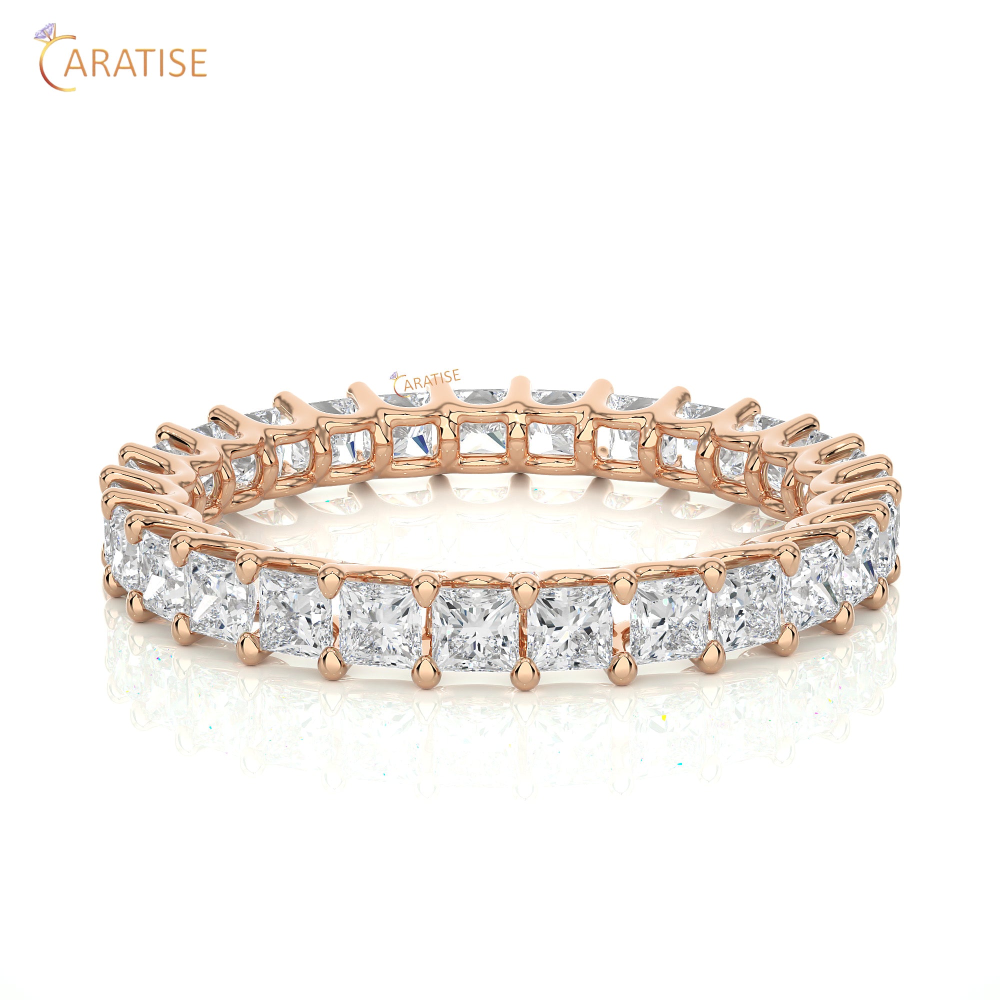 1.93 TDW Princess Cut Moissanite Diamond Full Eternity Band 925 Silver