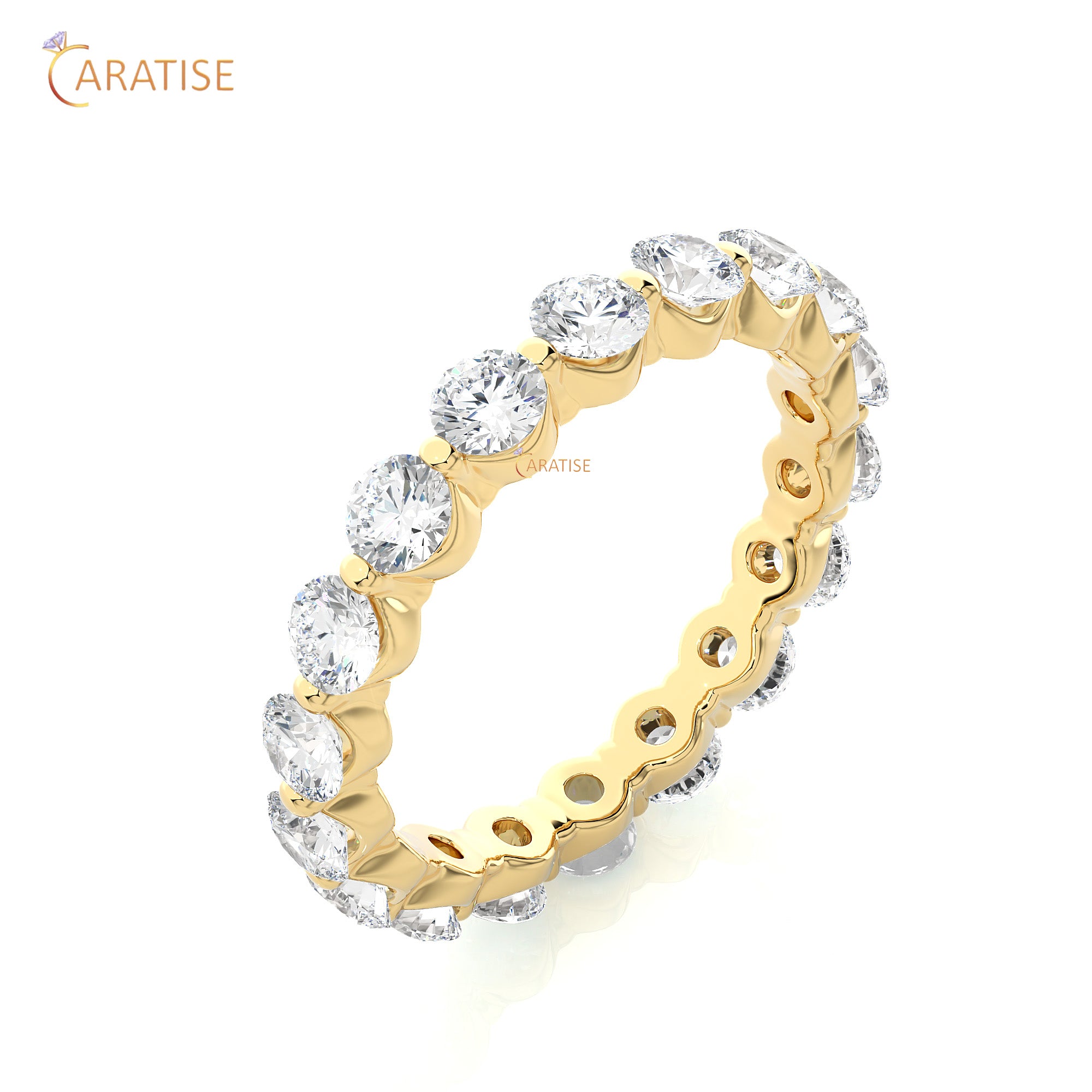 2.01 TDW Round Cut Moissanite Diamond Full Eternity Band 925 Silver