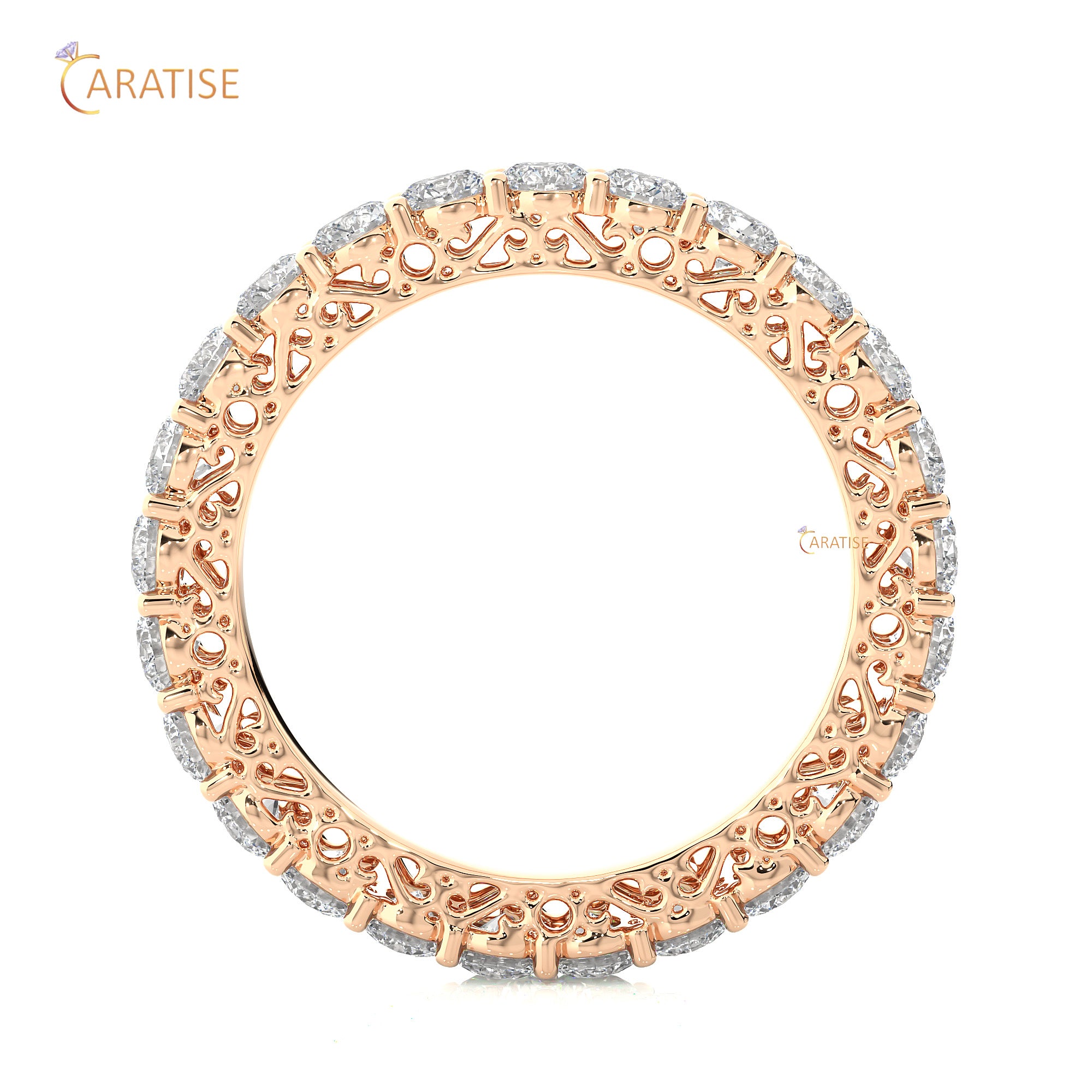 2.28 TDW Round Cut Moissanite Diamond Full Eternity Band 925 Silver