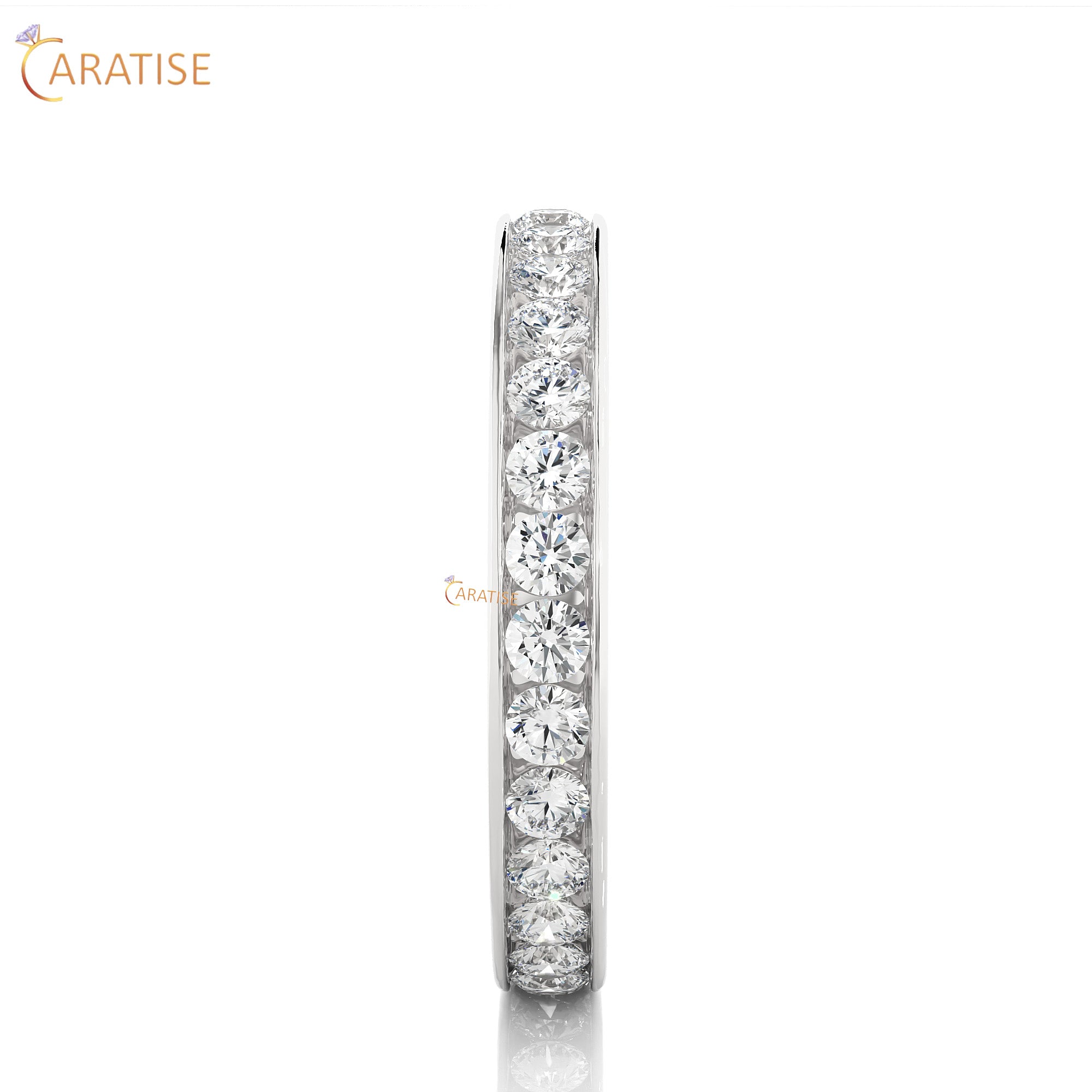 1.04 TDW Round Cut Moissanite Diamond Full Eternity Band 925 Silver