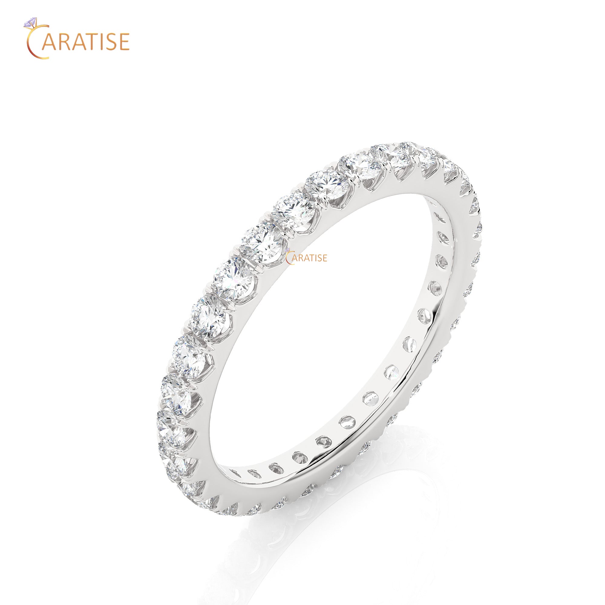 1.04 TDW Round Cut Diamond Full Eternity Band 925 Silver