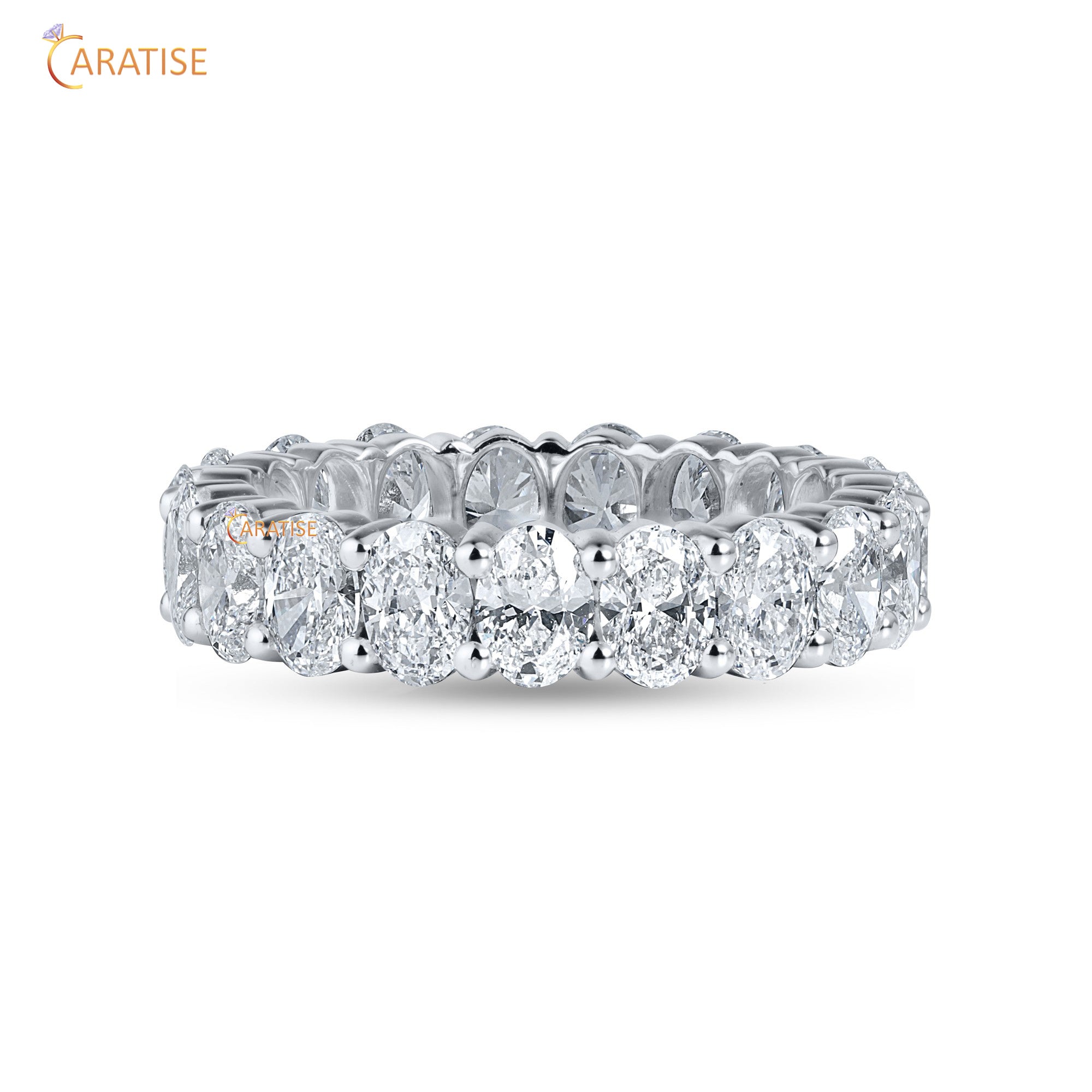 3.97 TDW Round Cut Mossiante Diamond Eternity Band 925 Silver