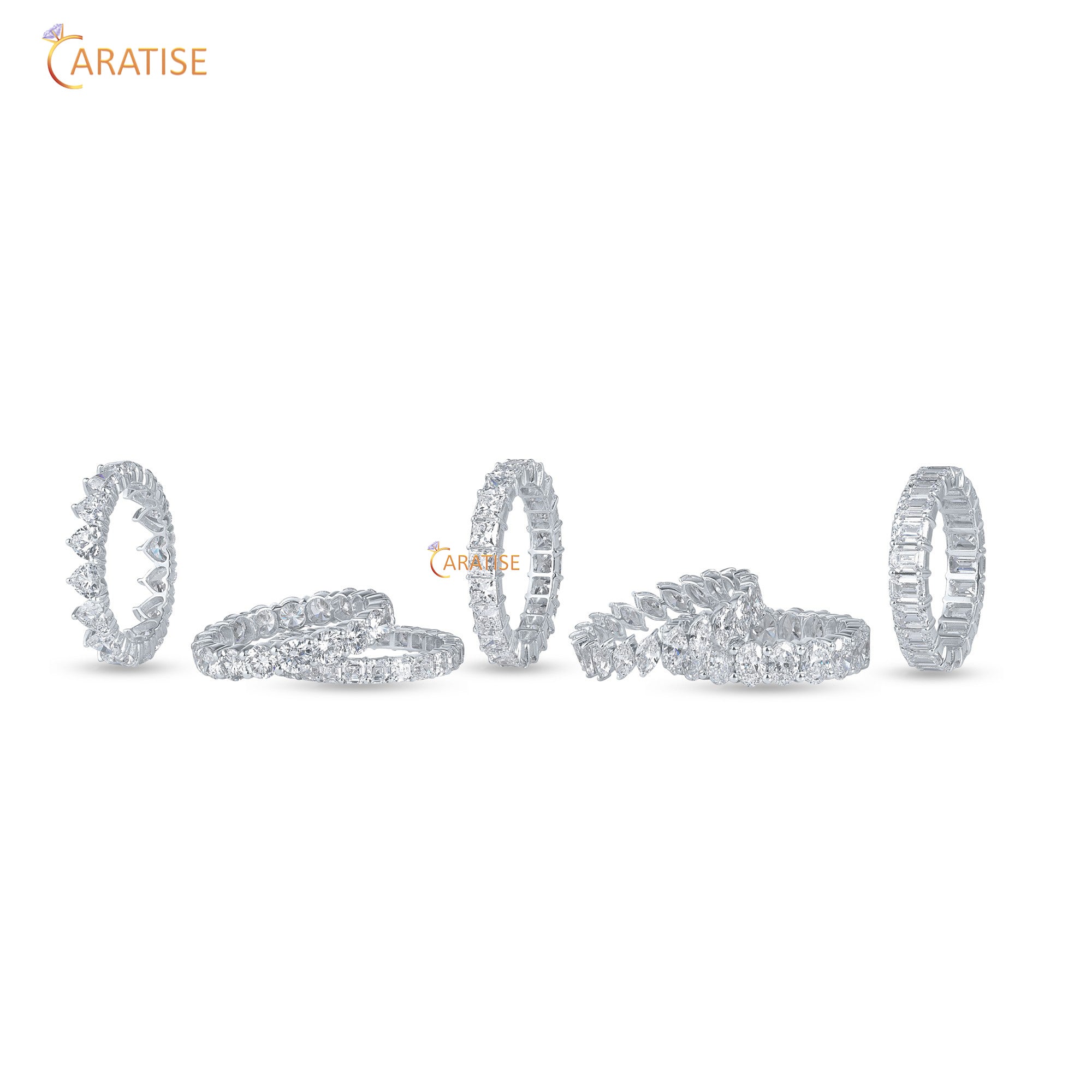 3.97 TDW Round Cut Mossiante Diamond Eternity Band 925 Silver