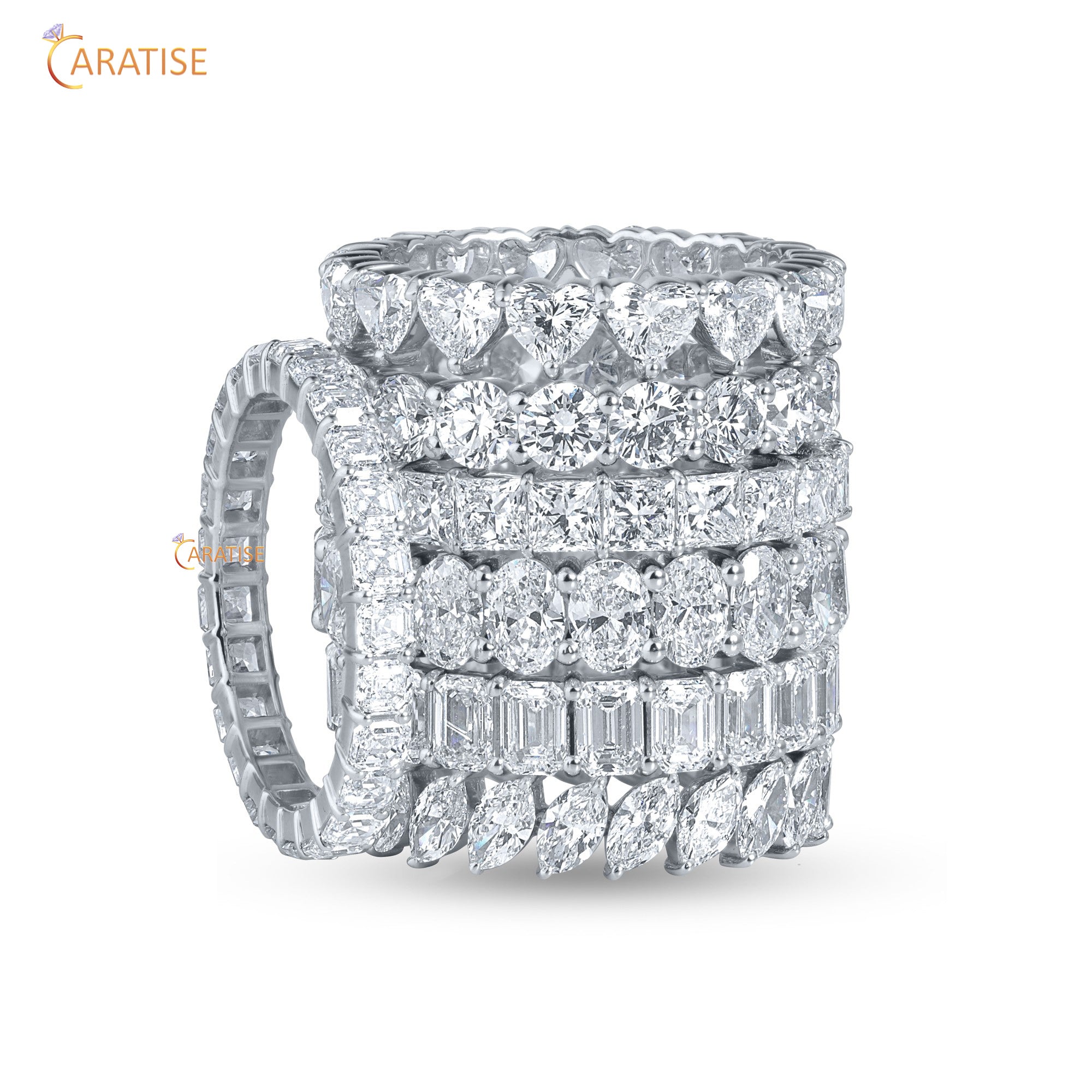 3.97 TDW Round Cut Mossiante Diamond Eternity Band 925 Silver