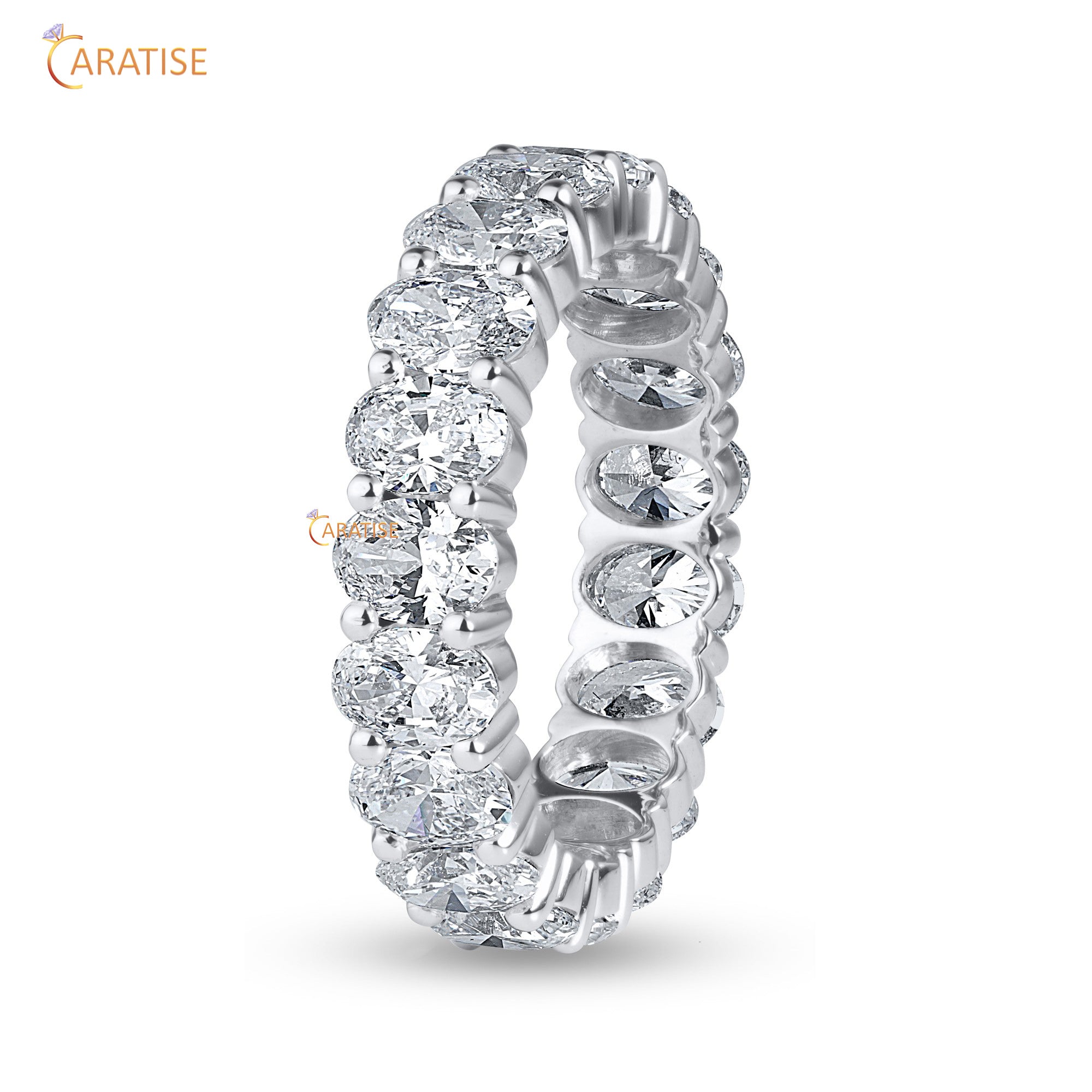 3.97 TDW Round Cut Mossiante Diamond Eternity Band 925 Silver