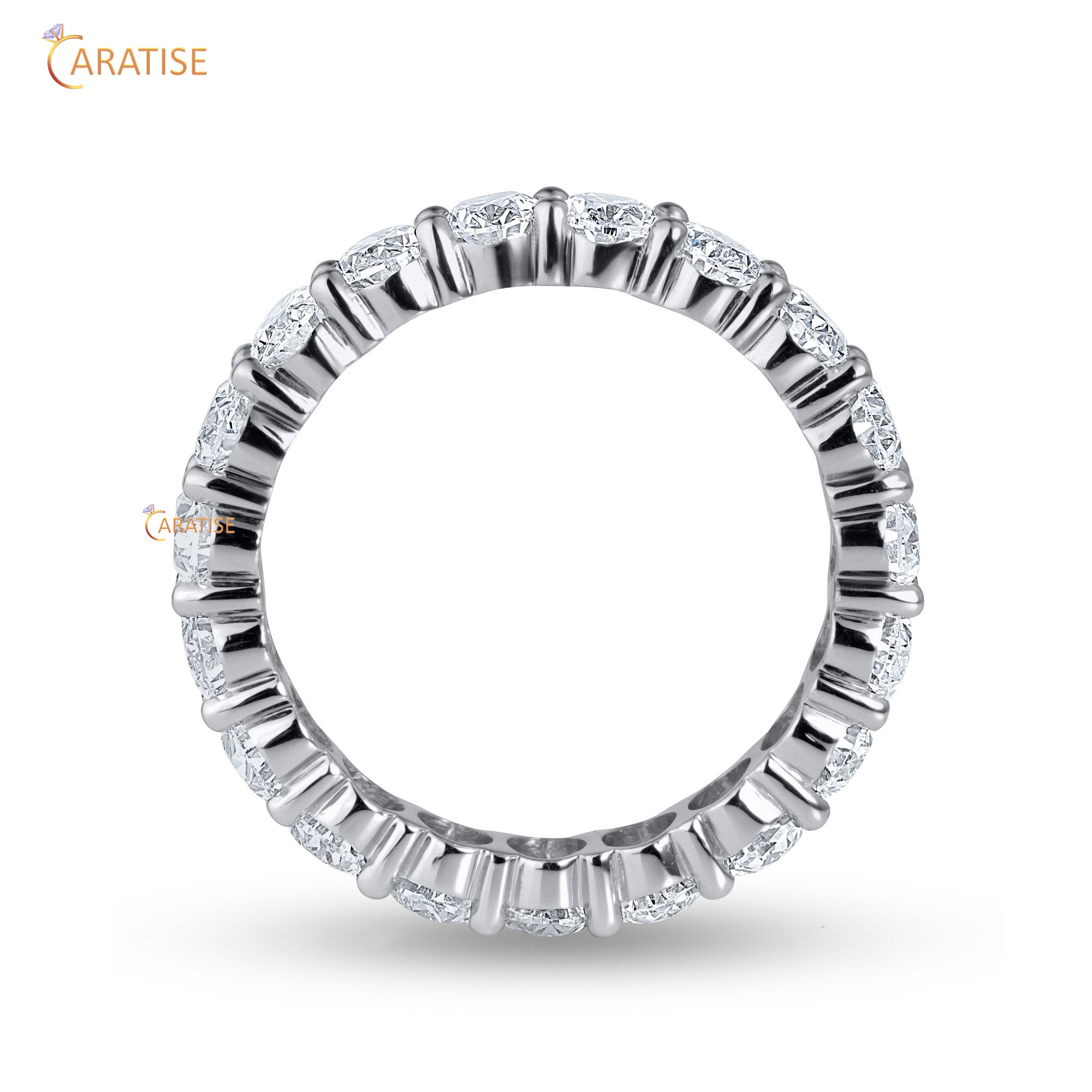 3.97 TDW Round Cut Mossiante Diamond Eternity Band 925 Silver