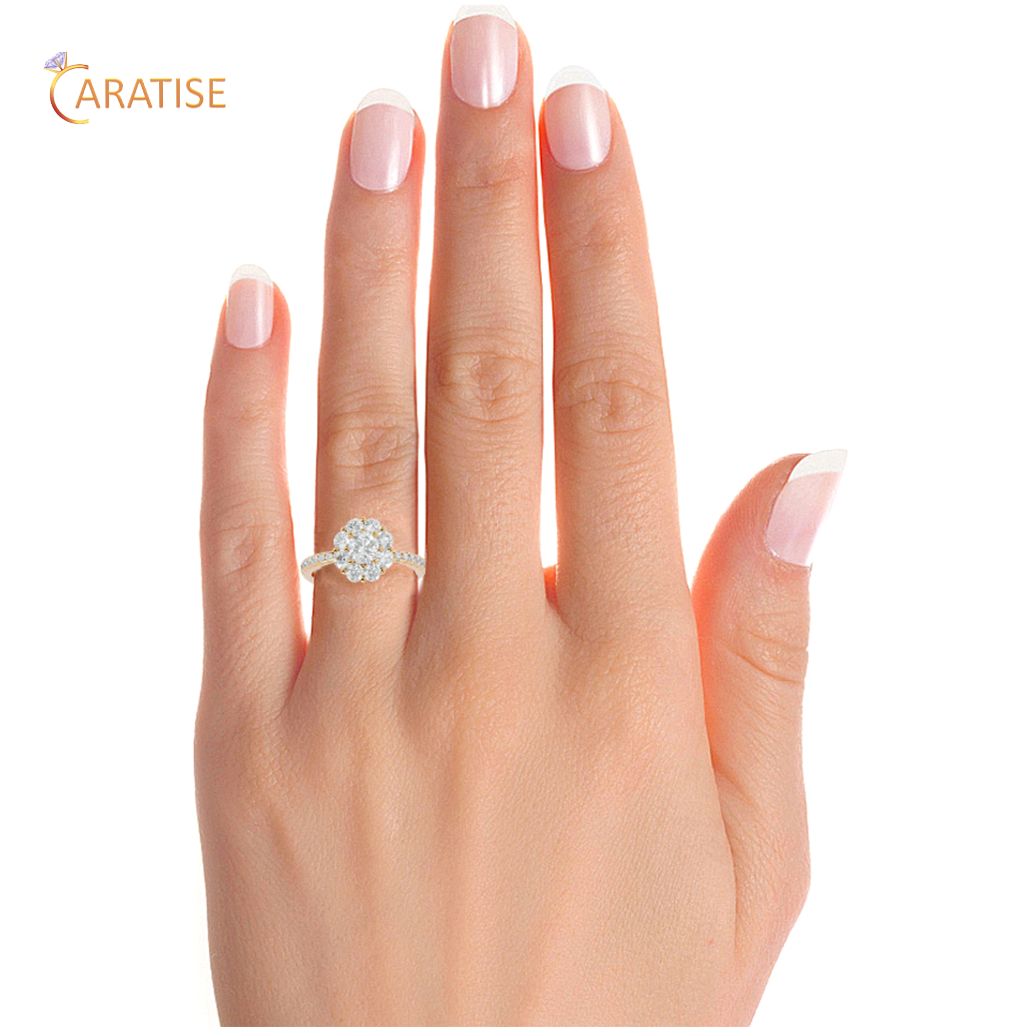 1.65 TDW Round Cut Moissanite Diamond Halo Ring 925 Silver