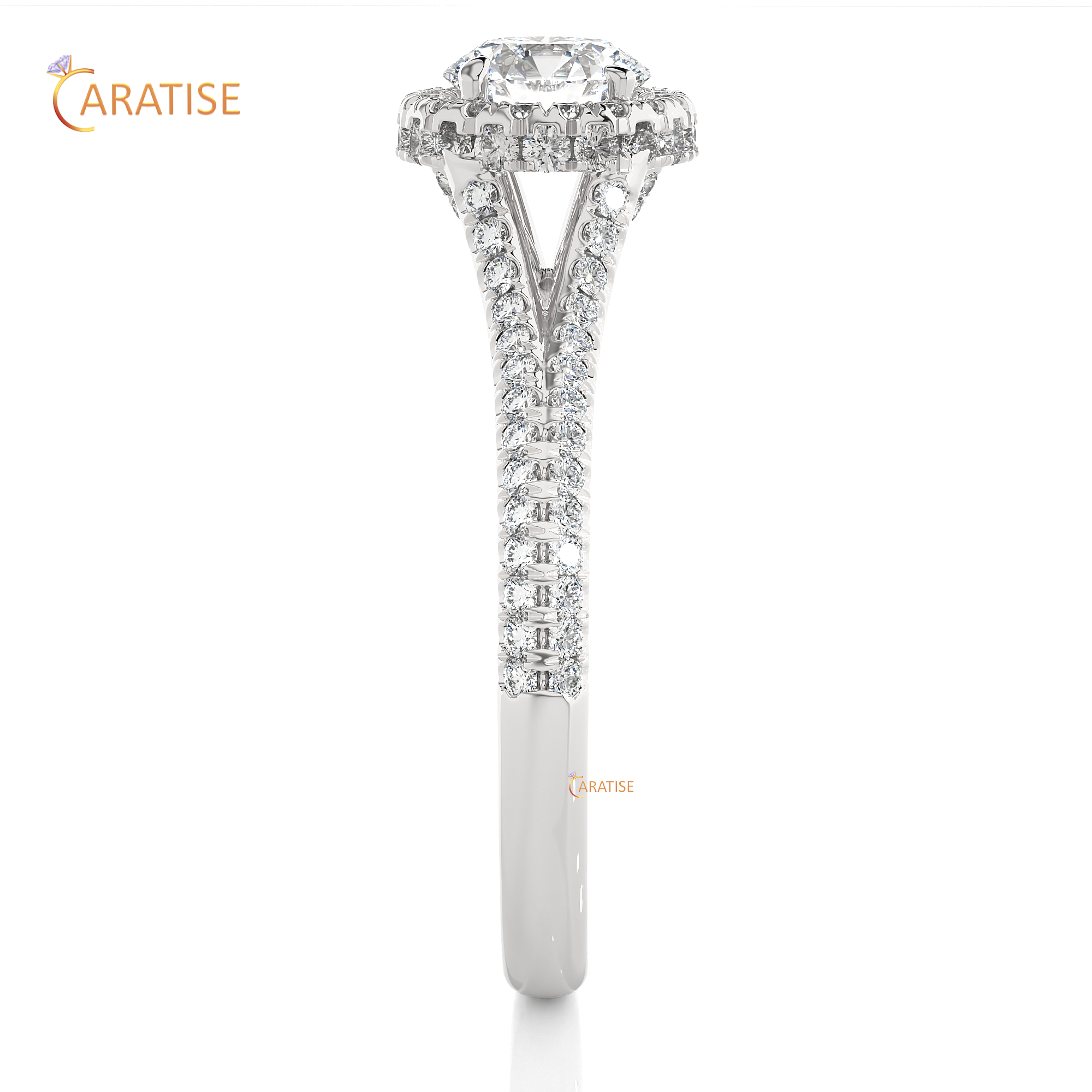 1.07 TDW Round Cut Moissanite Diamond Halo Ring 925 Silver