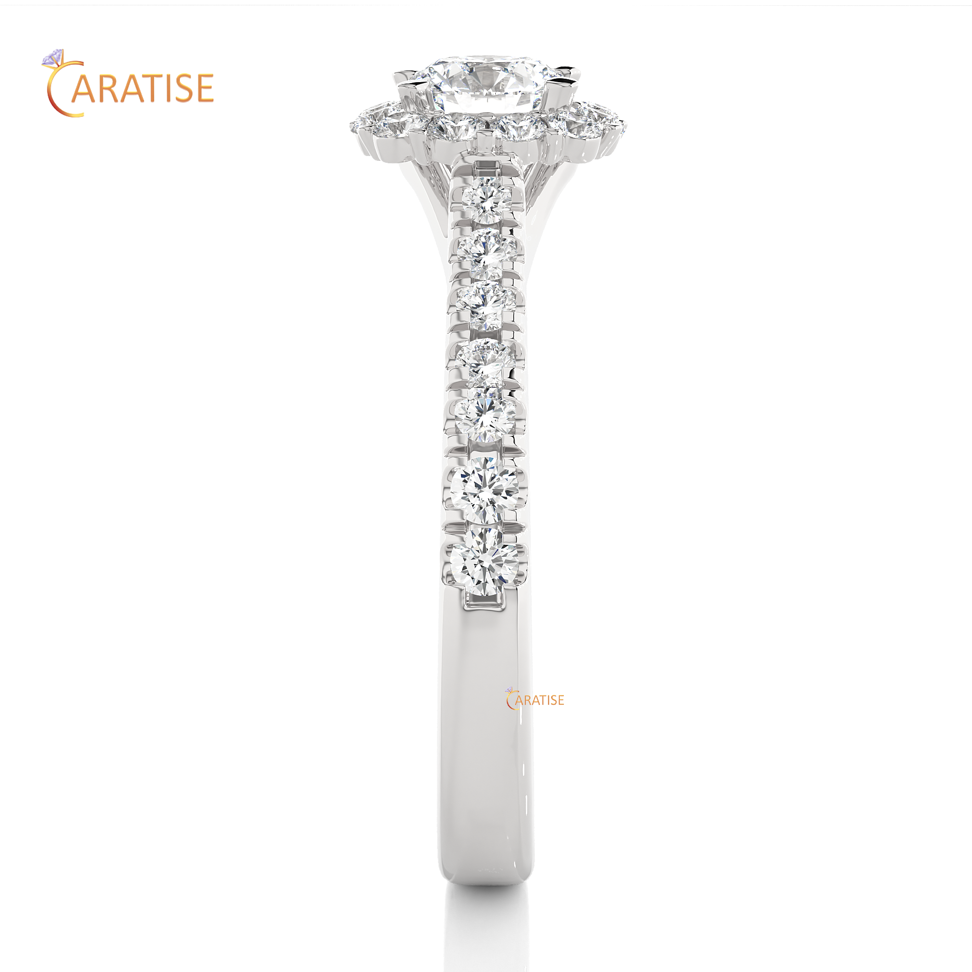 1.11 TDW Round Cut Moissanite Diamond Halo Ring 925 Silver