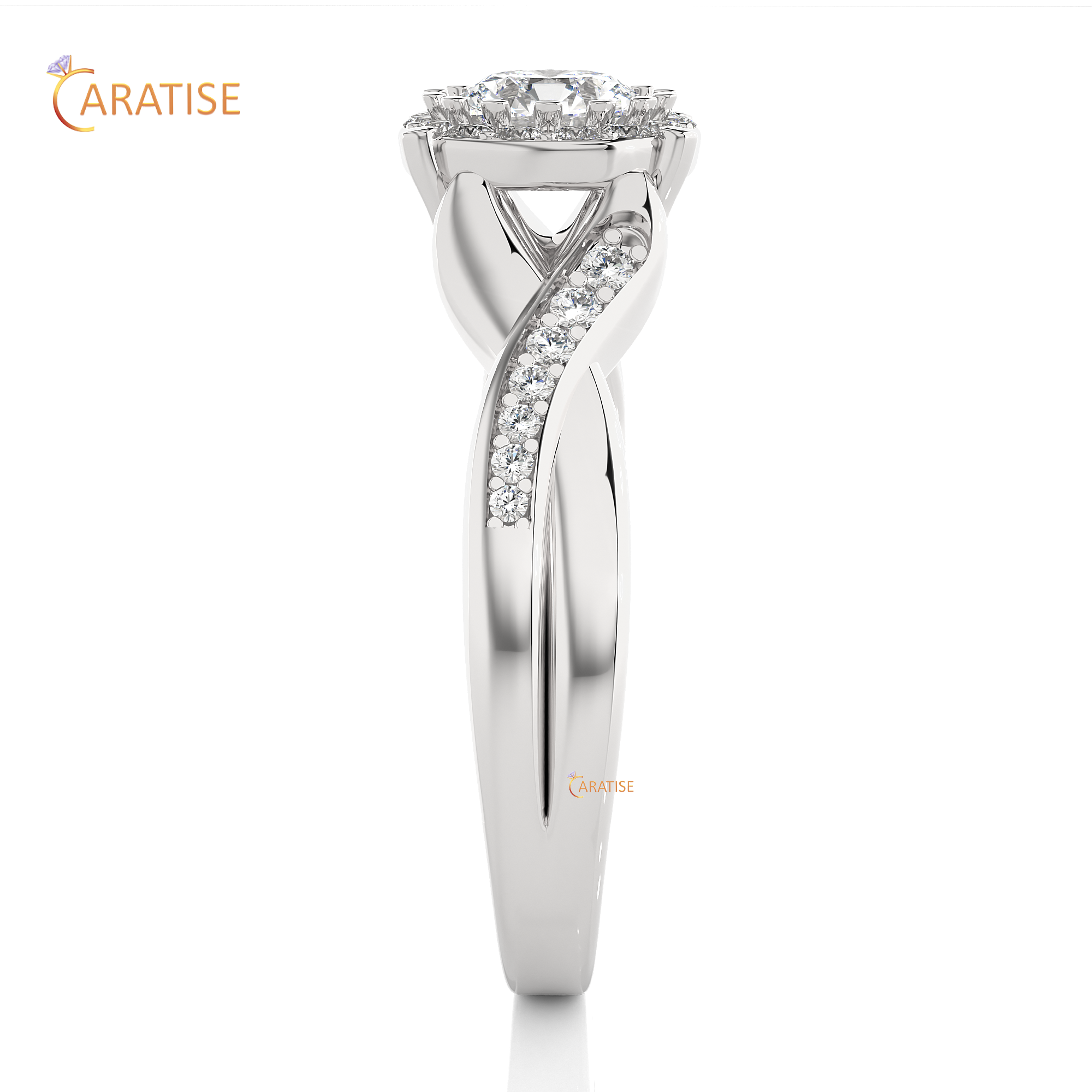 0.83 TDW Round Cut Moissanite Diamond Halo Ring 925 Silver