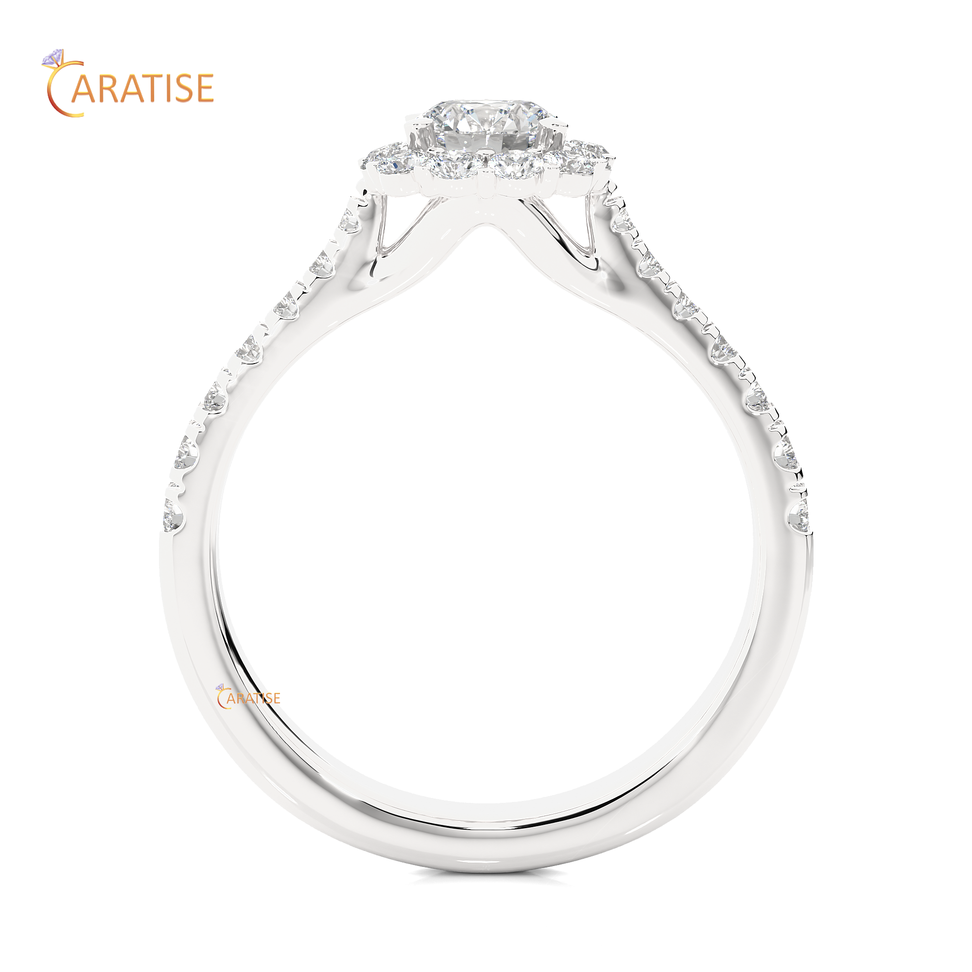 1.11 TDW Round Cut Moissanite Diamond Halo Ring 925 Silver