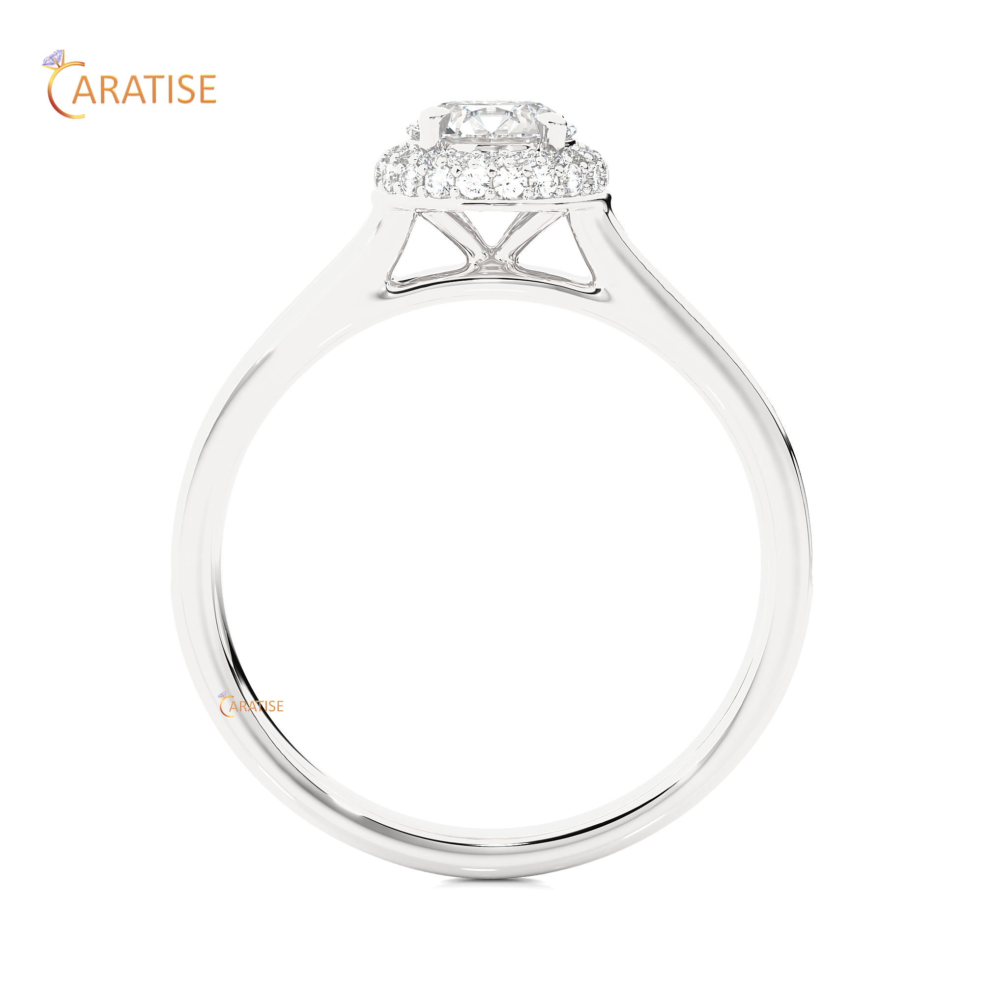 0.93 TDW Round Cut Moissanite Diamond Halo Ring 925 Silver