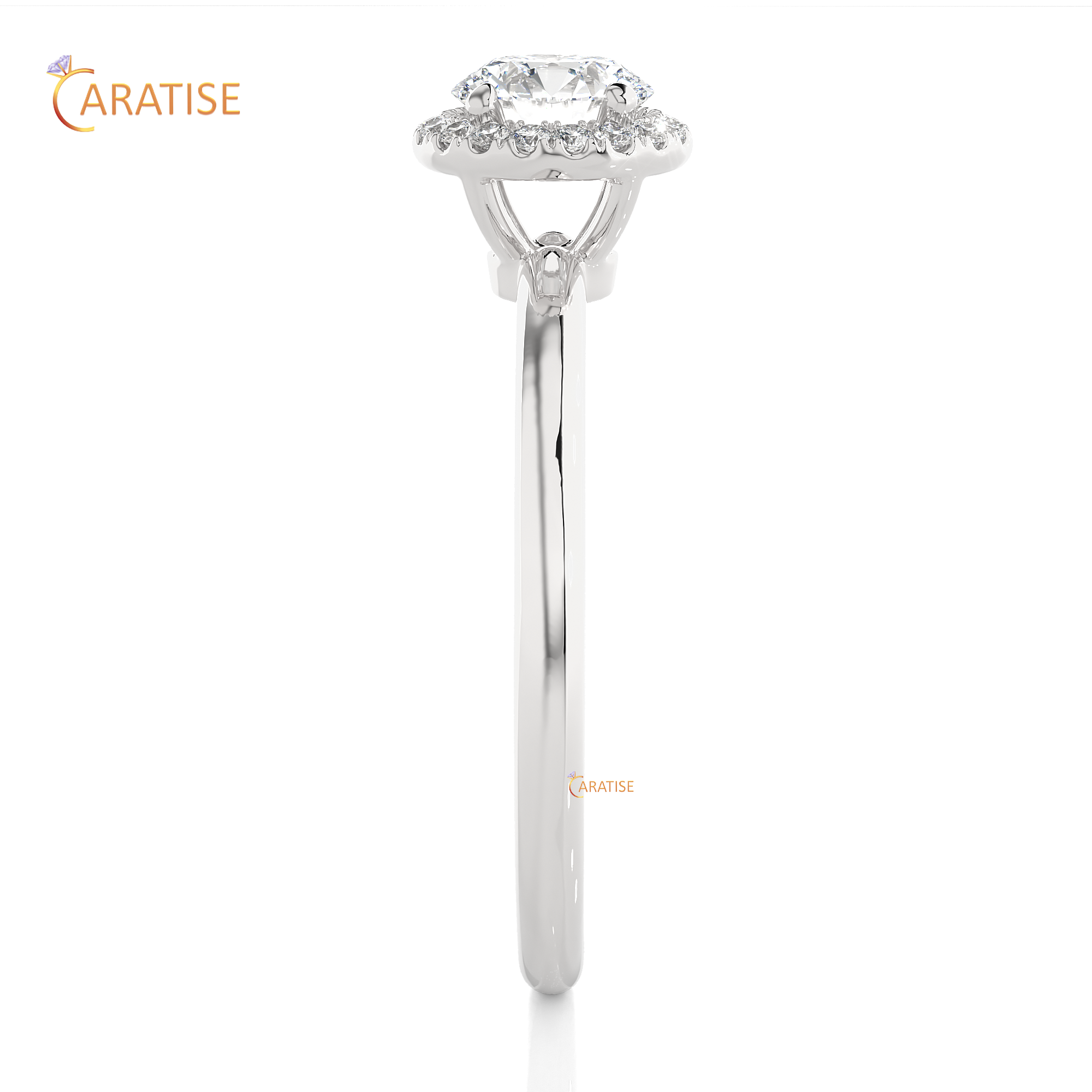 0.50 TDW Round Cut Moissanite Diamond Halo Ring 925 Silver