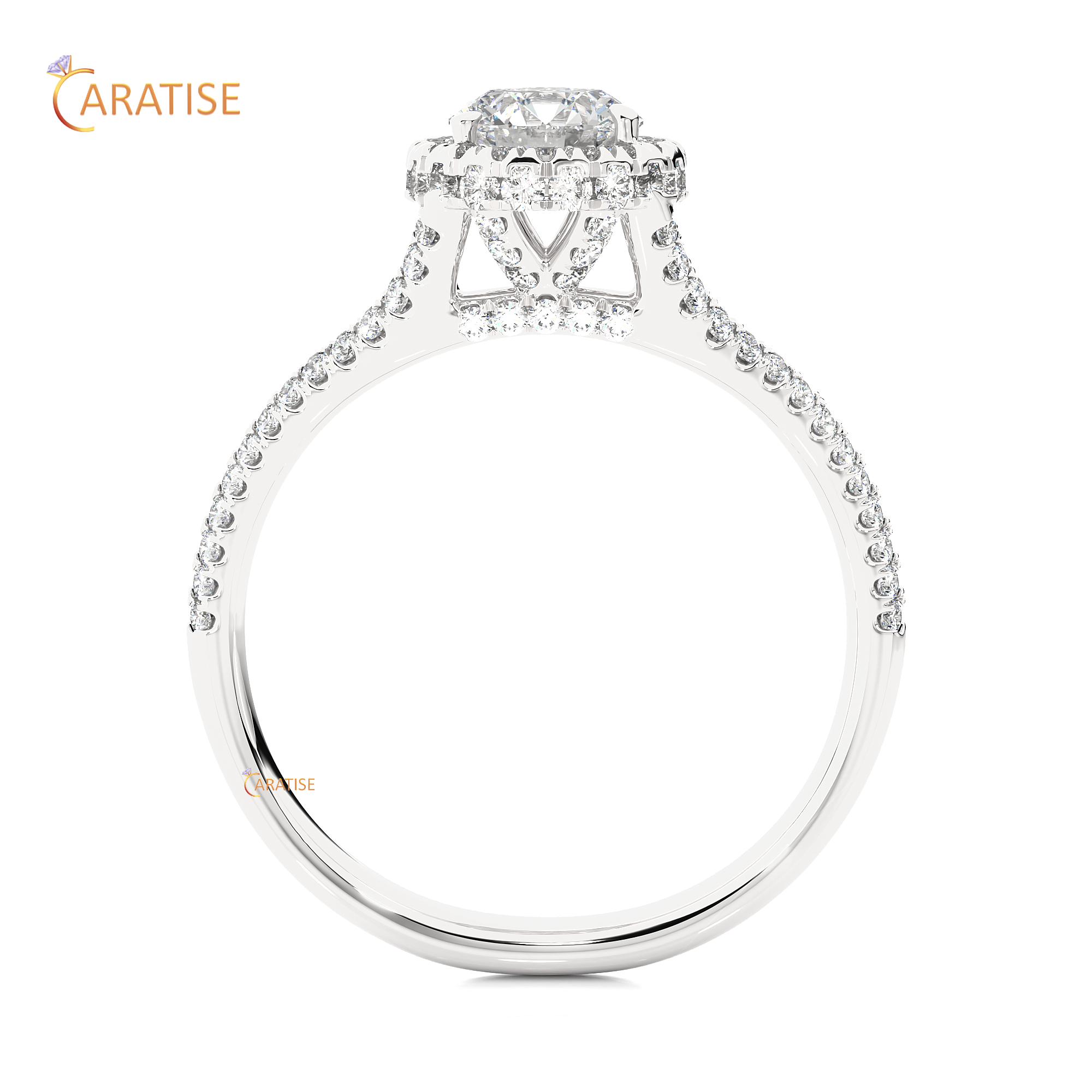 1.07 TDW Round Cut Moissanite Diamond Halo Ring 925 Silver