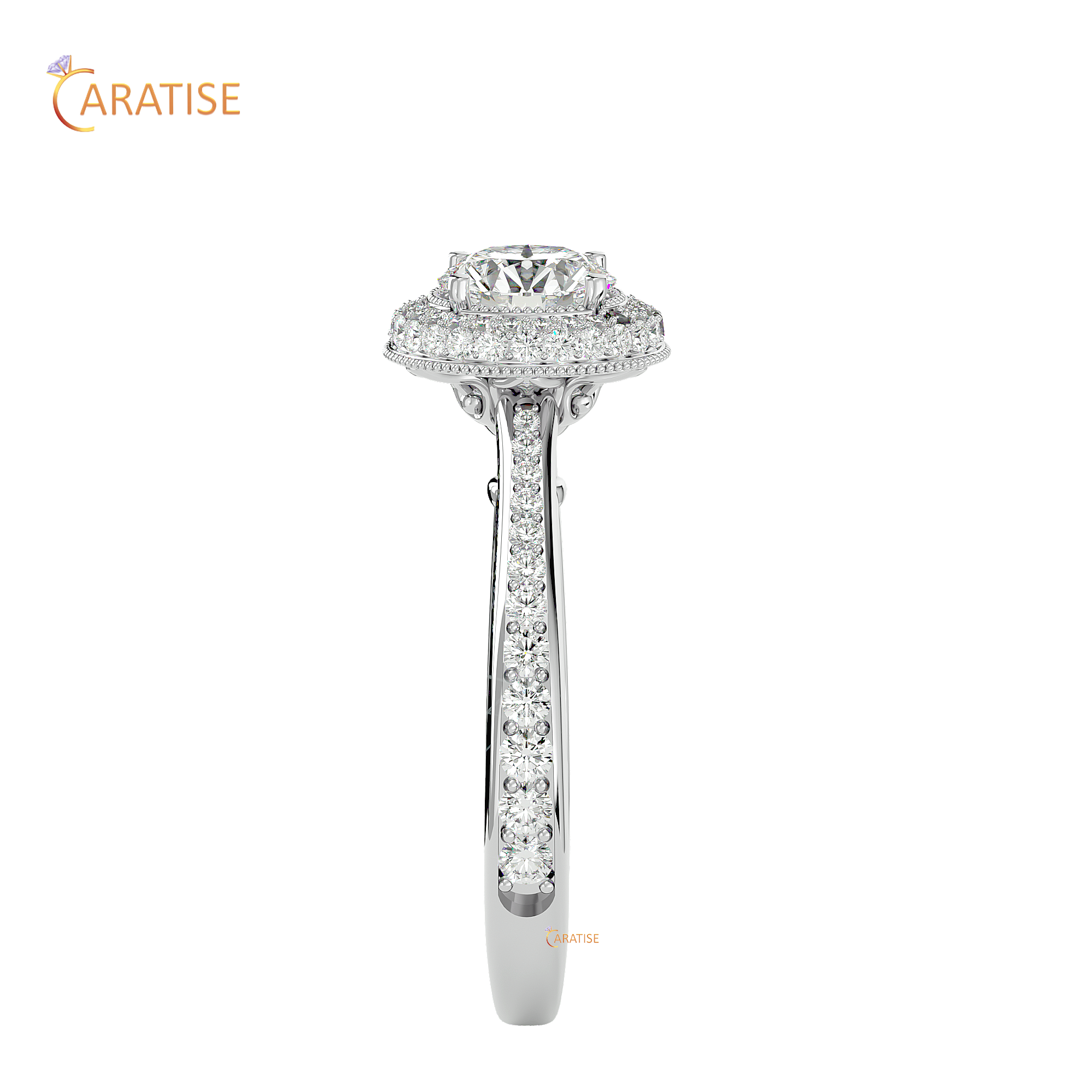 1.60 TDW Round Cut Moissanite Diamond Ring 925 Silver