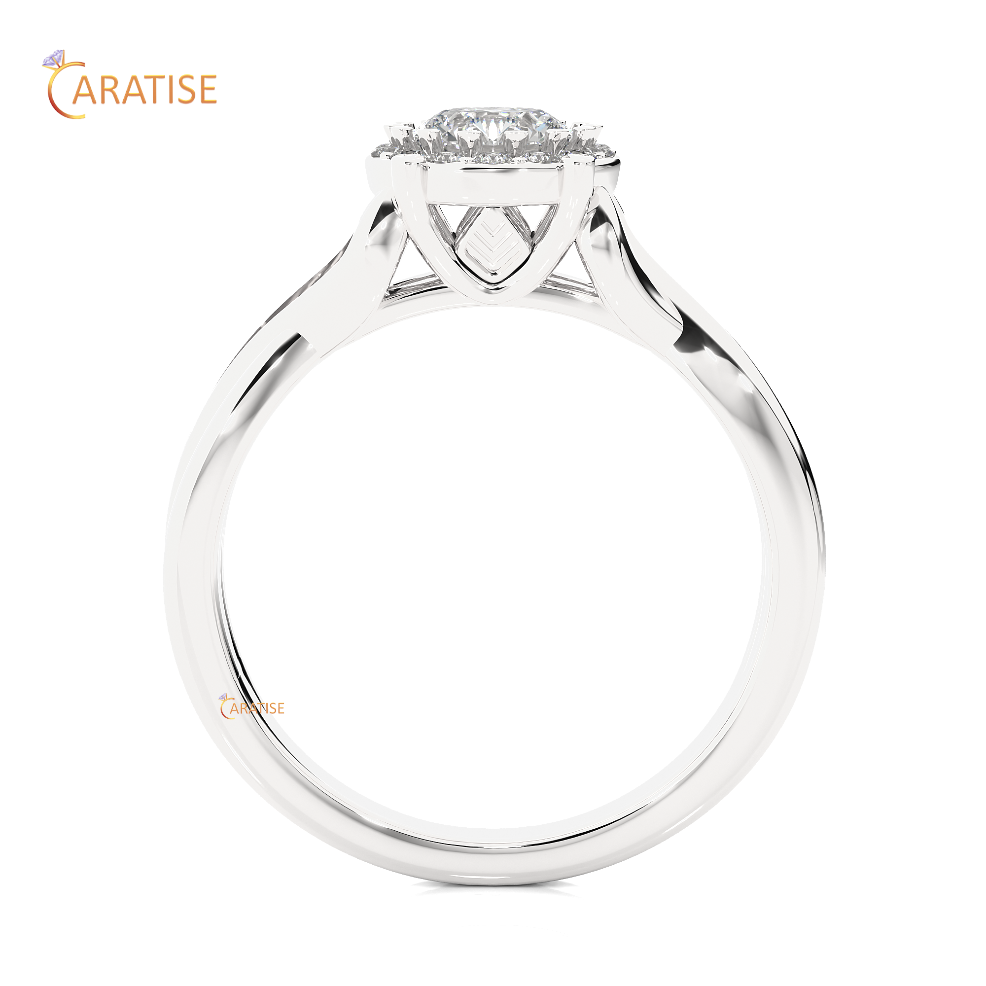 0.83 TDW Round Cut Moissanite Diamond Halo Ring 925 Silver