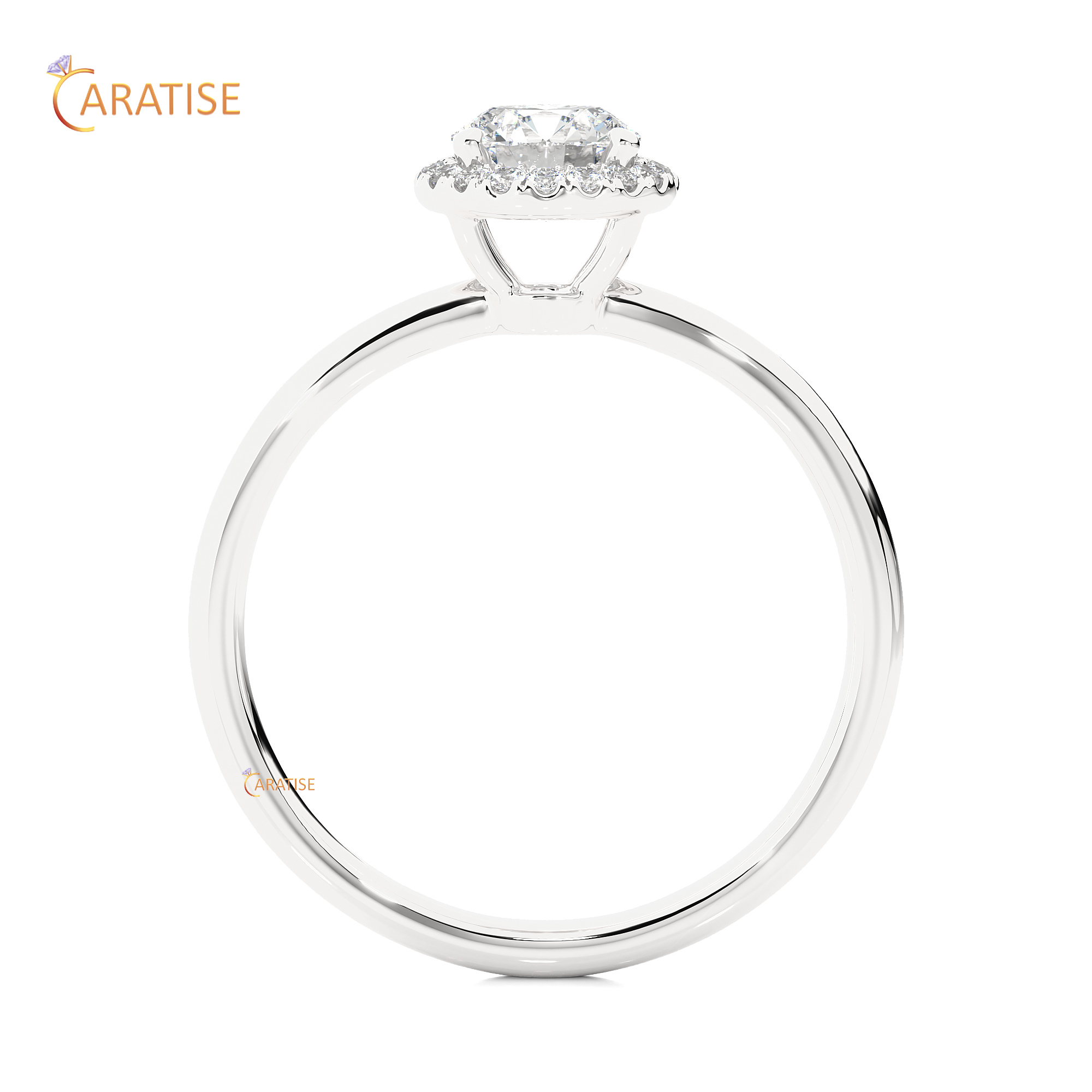 0.50 TDW Round Cut Moissanite Diamond Halo Ring 925 Silver