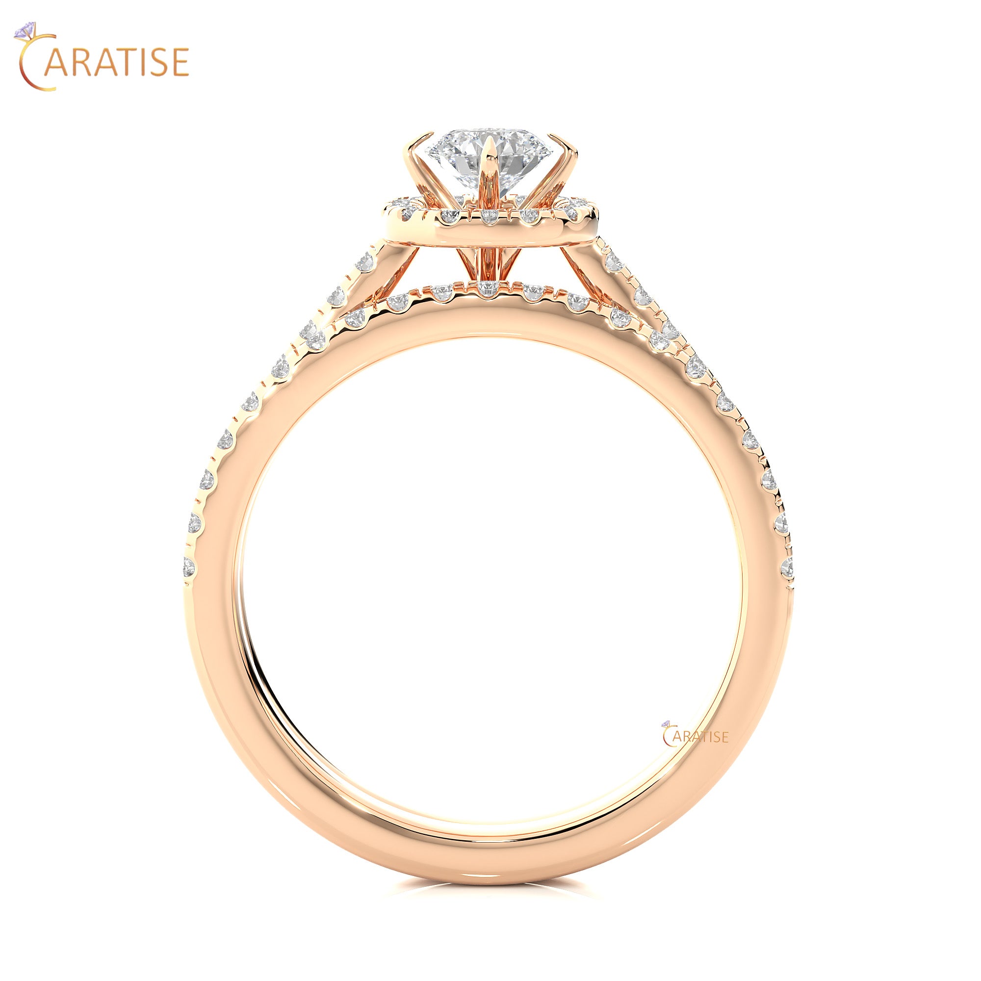 1.31 TDW Round Cut Moissanite Diamond Halo Ring 925 Silver