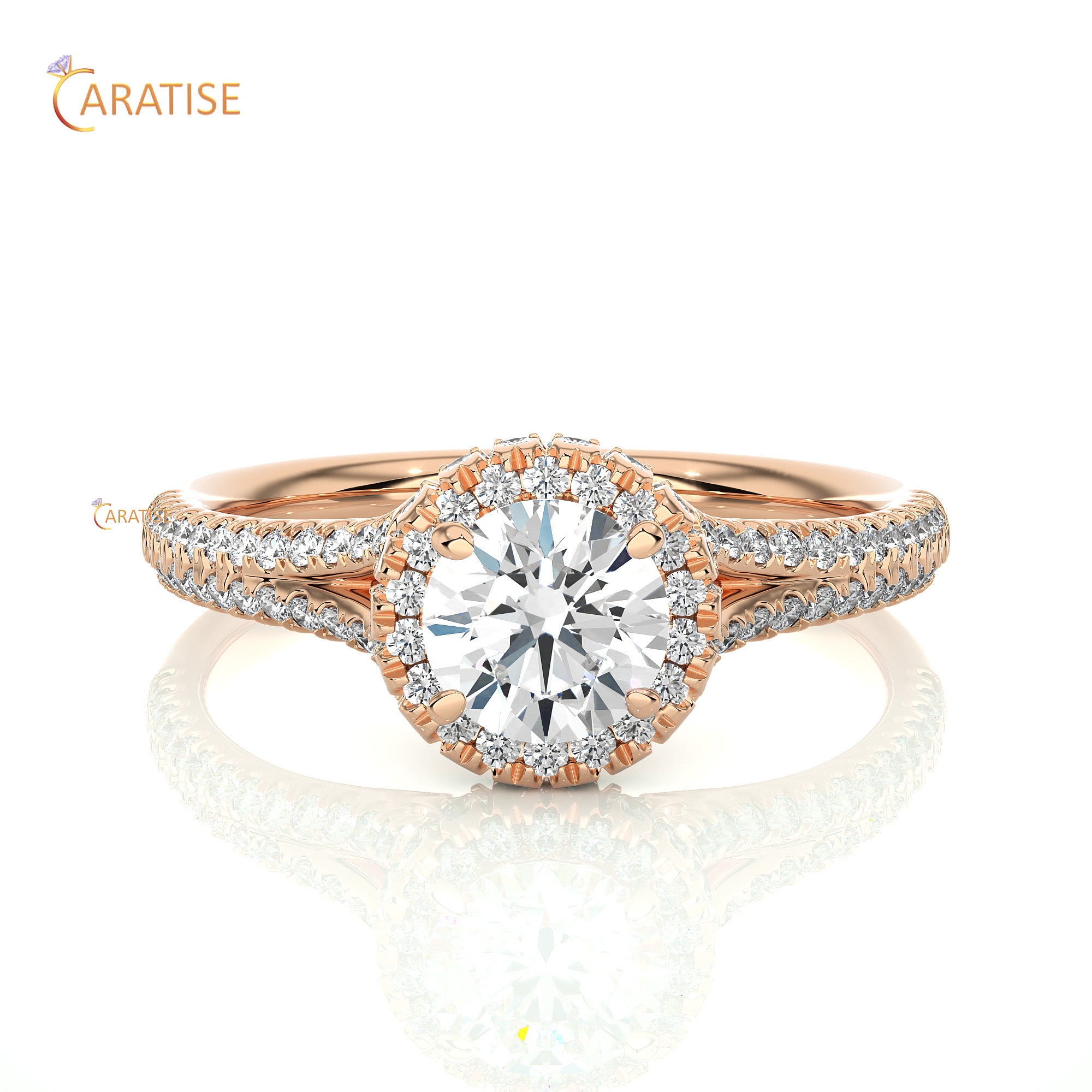 1.07 TDW Round Cut Moissanite Diamond Halo Ring 925 Silver