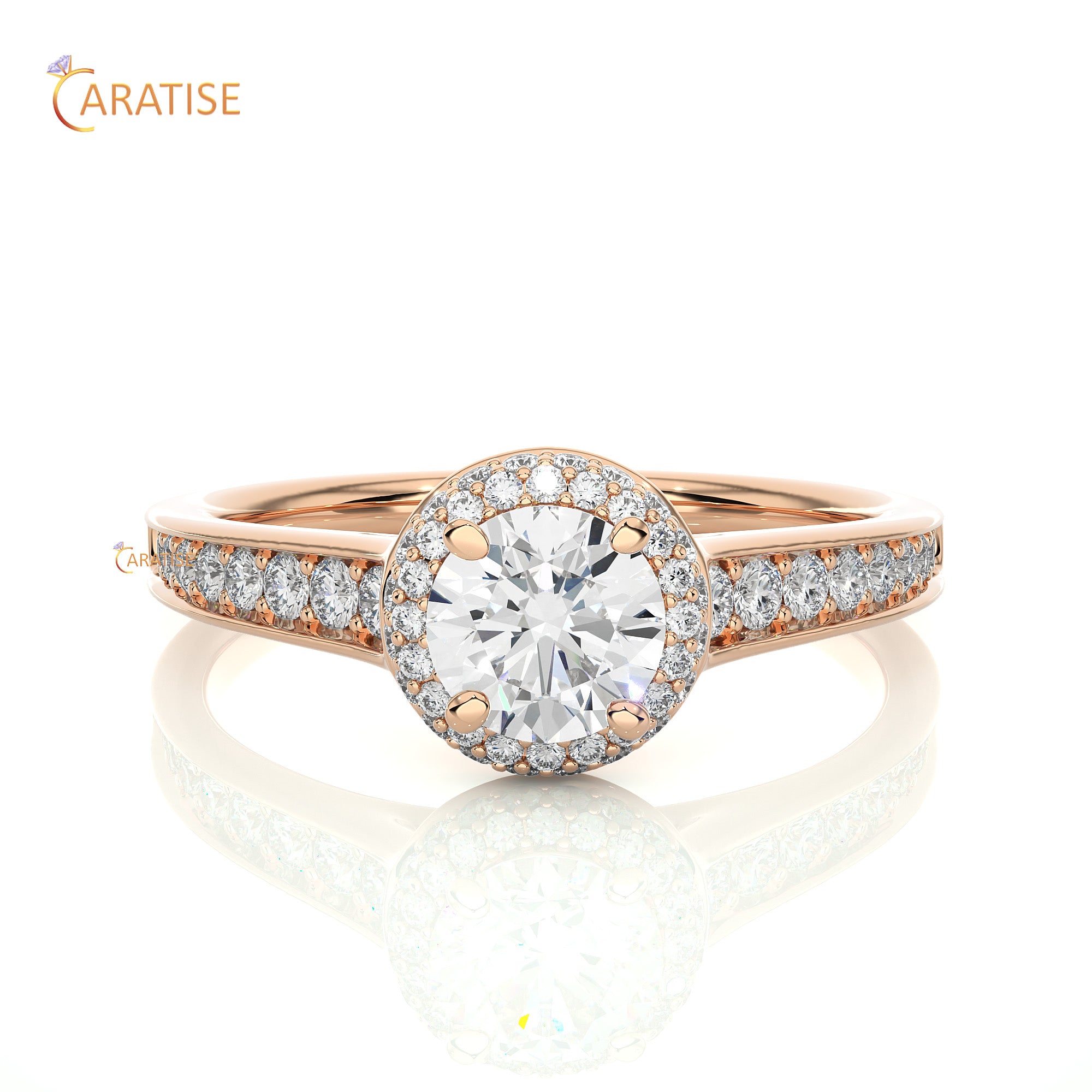 0.93 TDW Round Cut Moissanite Diamond Halo Ring 925 Silver