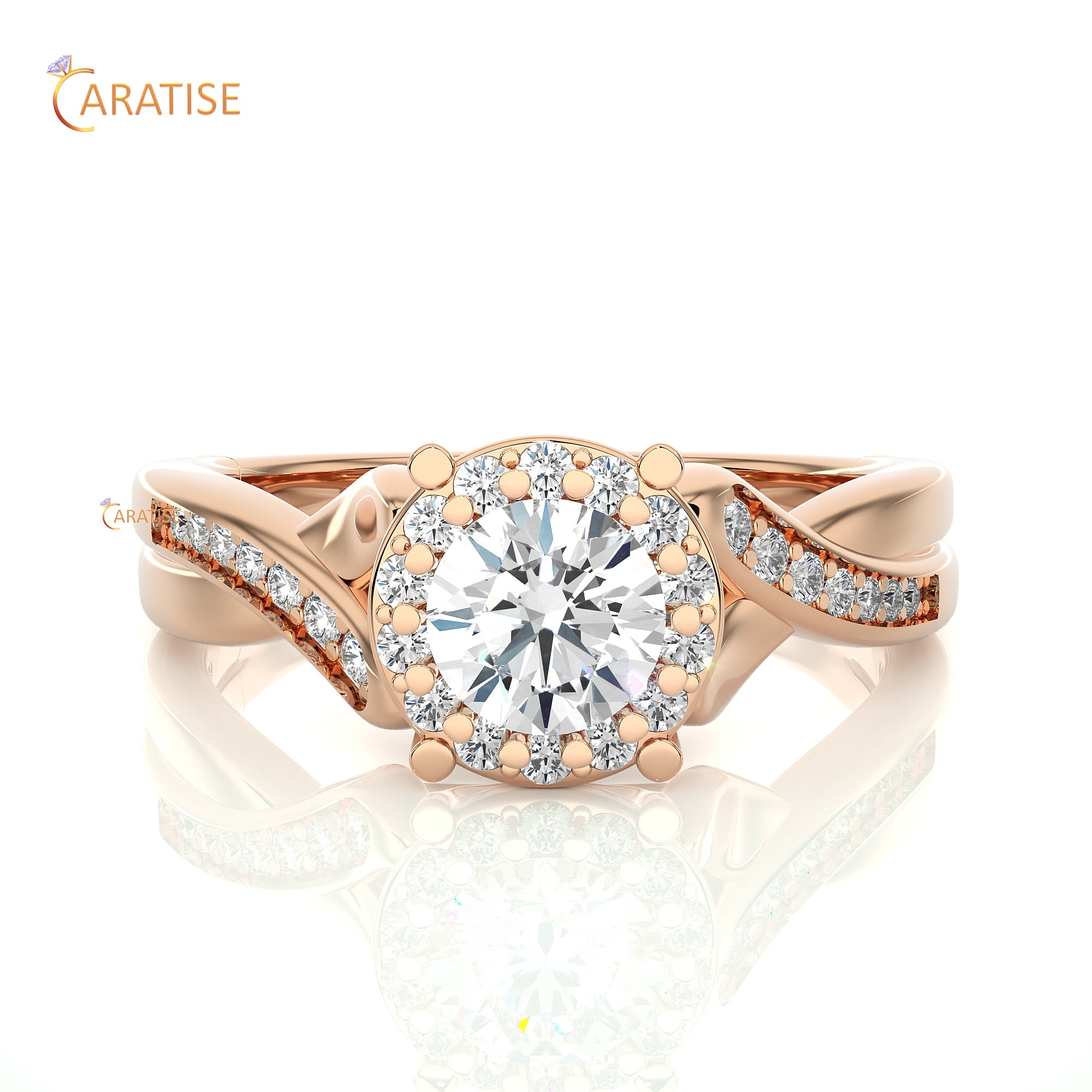 0.83 TDW Round Cut Moissanite Diamond Halo Ring 925 Silver