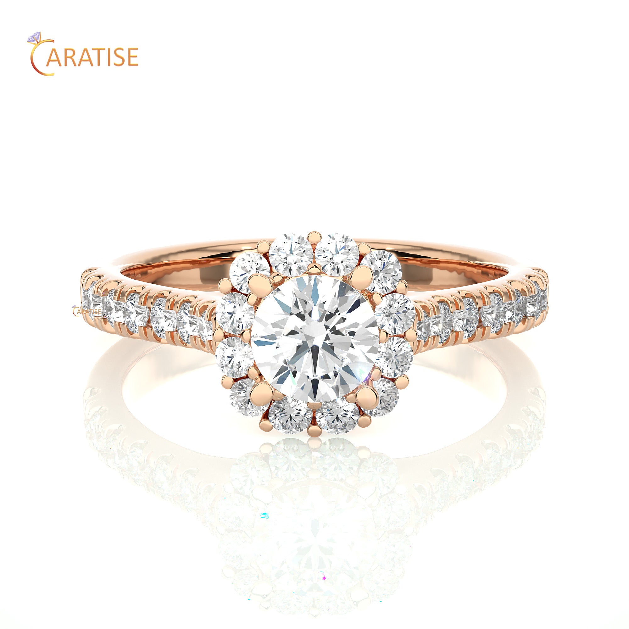 1.11 TDW Round Cut Moissanite Diamond Halo Ring 925 Silver