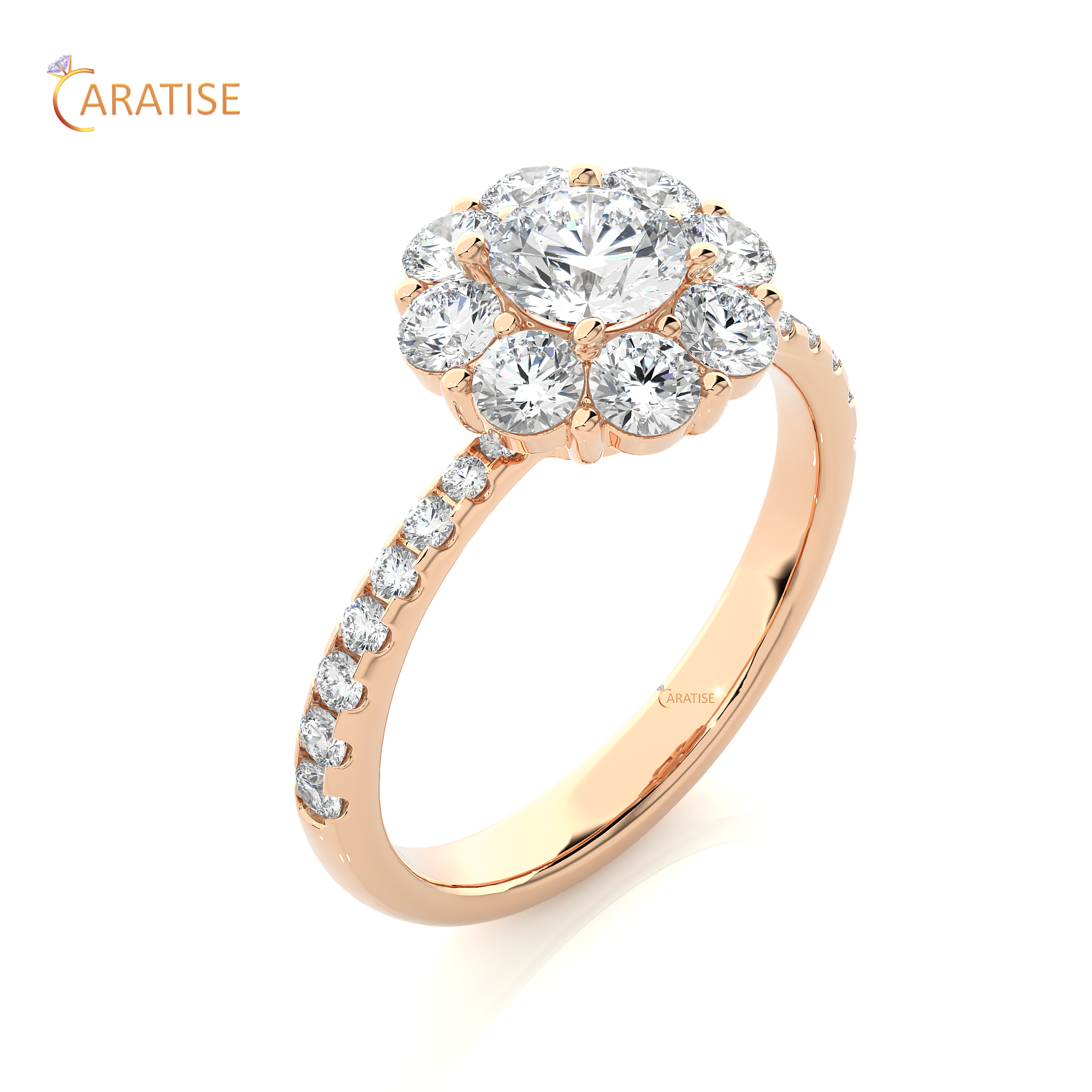 1.65 TDW Round Cut Moissanite Diamond Halo Ring 925 Silver