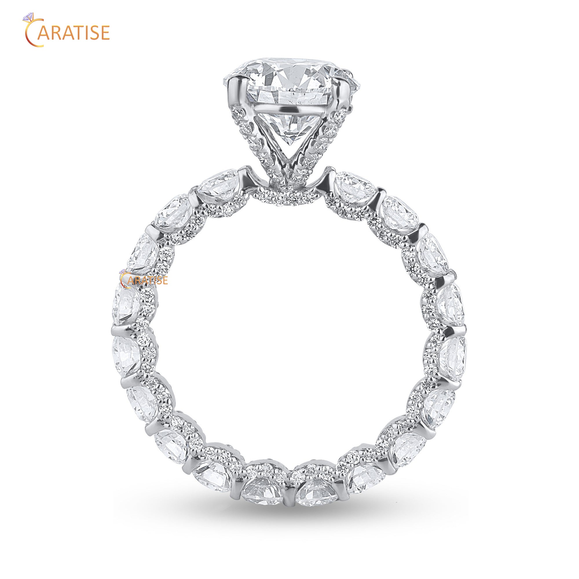 4.68 TDW Round Cut Moissanite Diamond Halo Ring 925 Silver