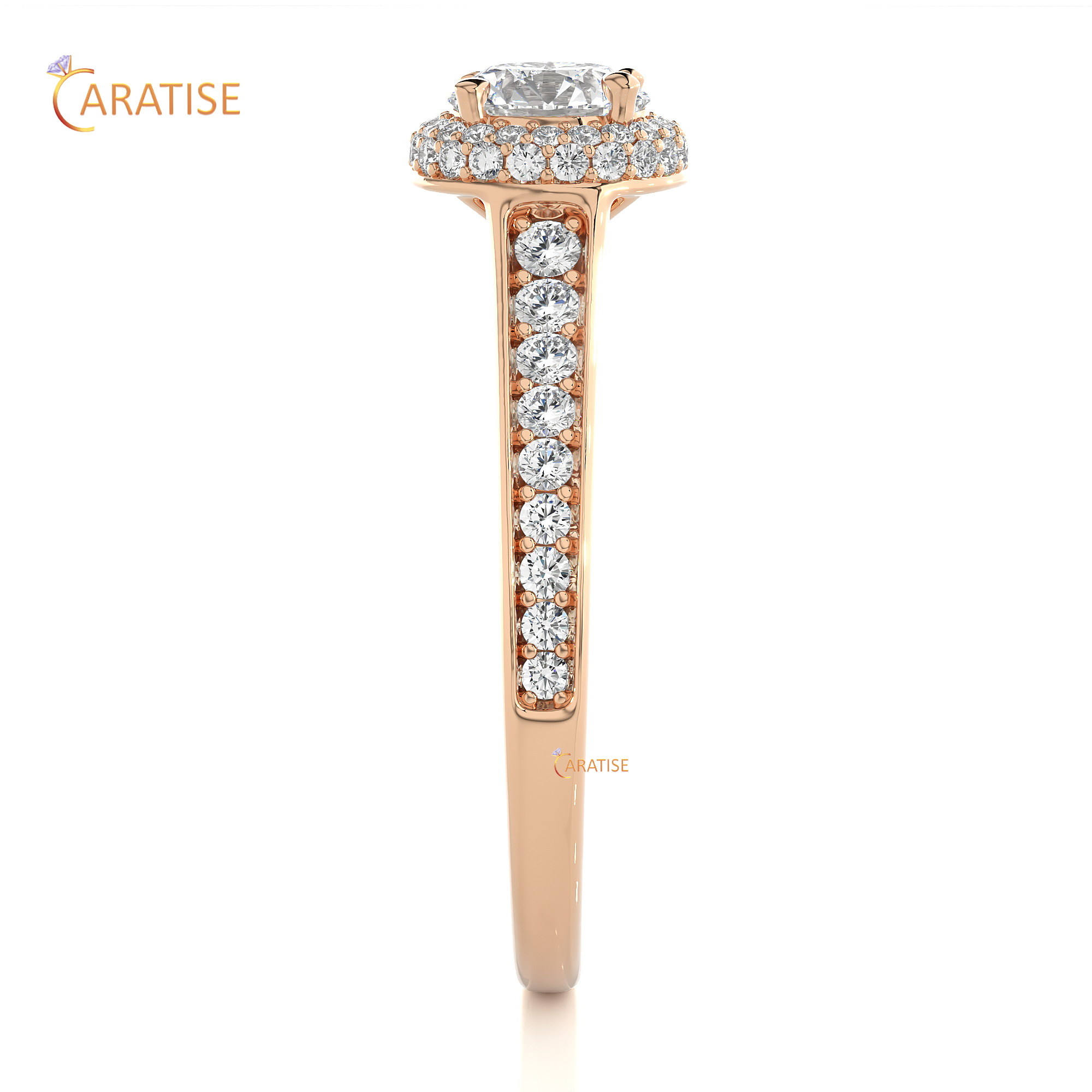 0.93 TDW Round Cut Moissanite Diamond Halo Ring 925 Silver