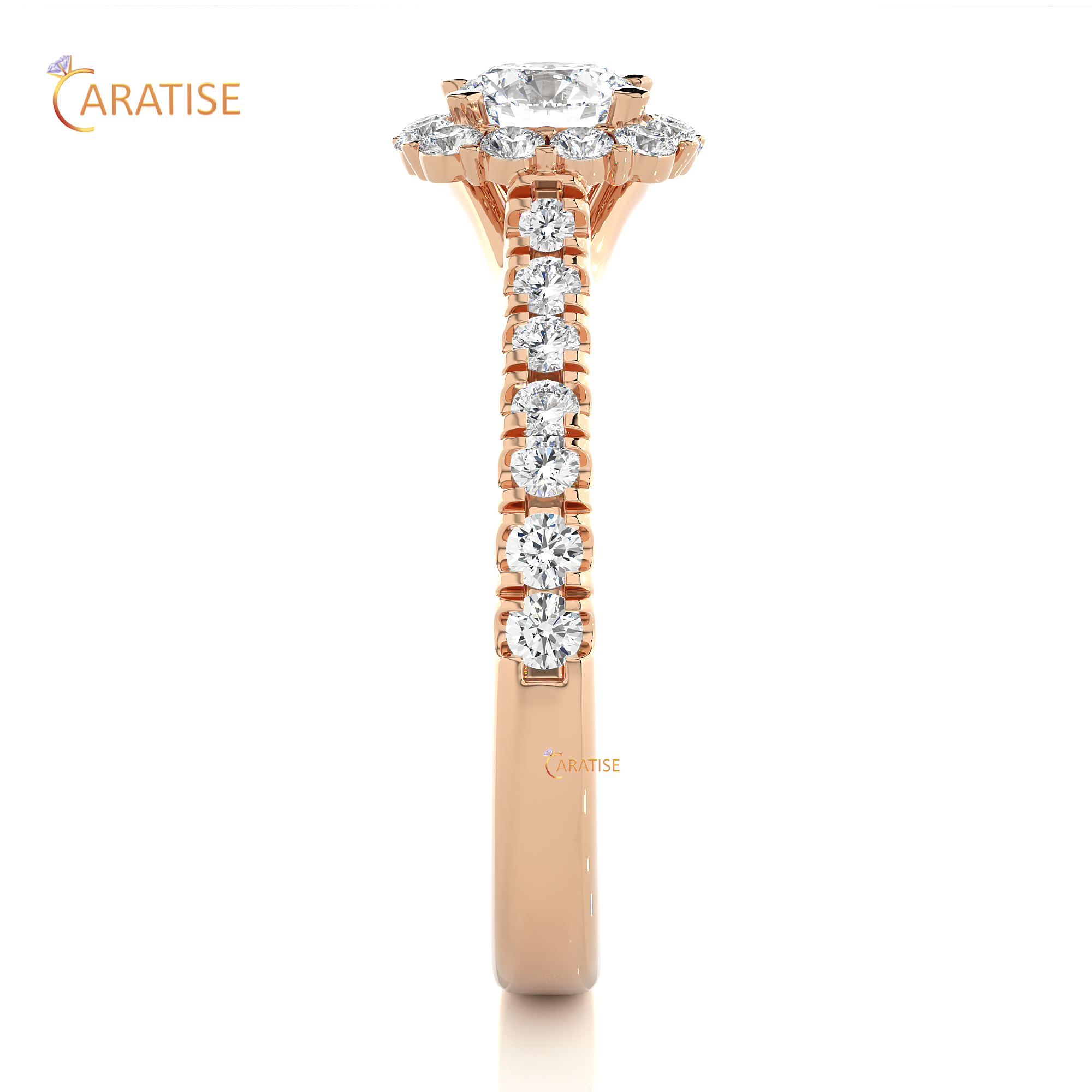 1.11 TDW Round Cut Moissanite Diamond Halo Ring 925 Silver