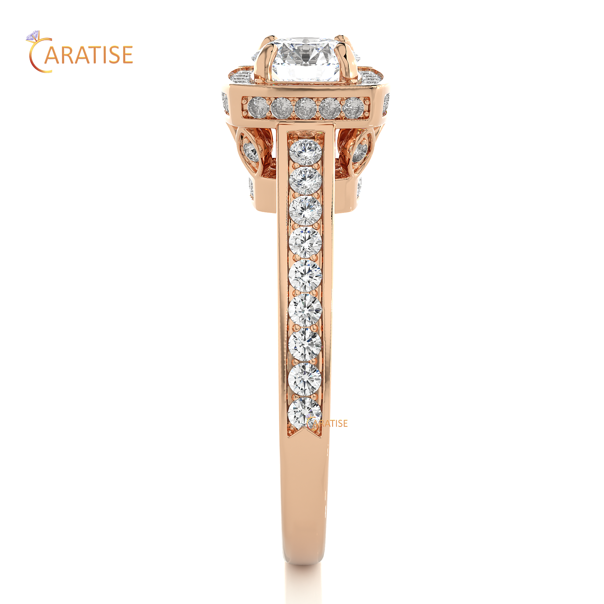 1.42 TDW Round Cut Moissanite Diamond Halo Ring 925 Silver