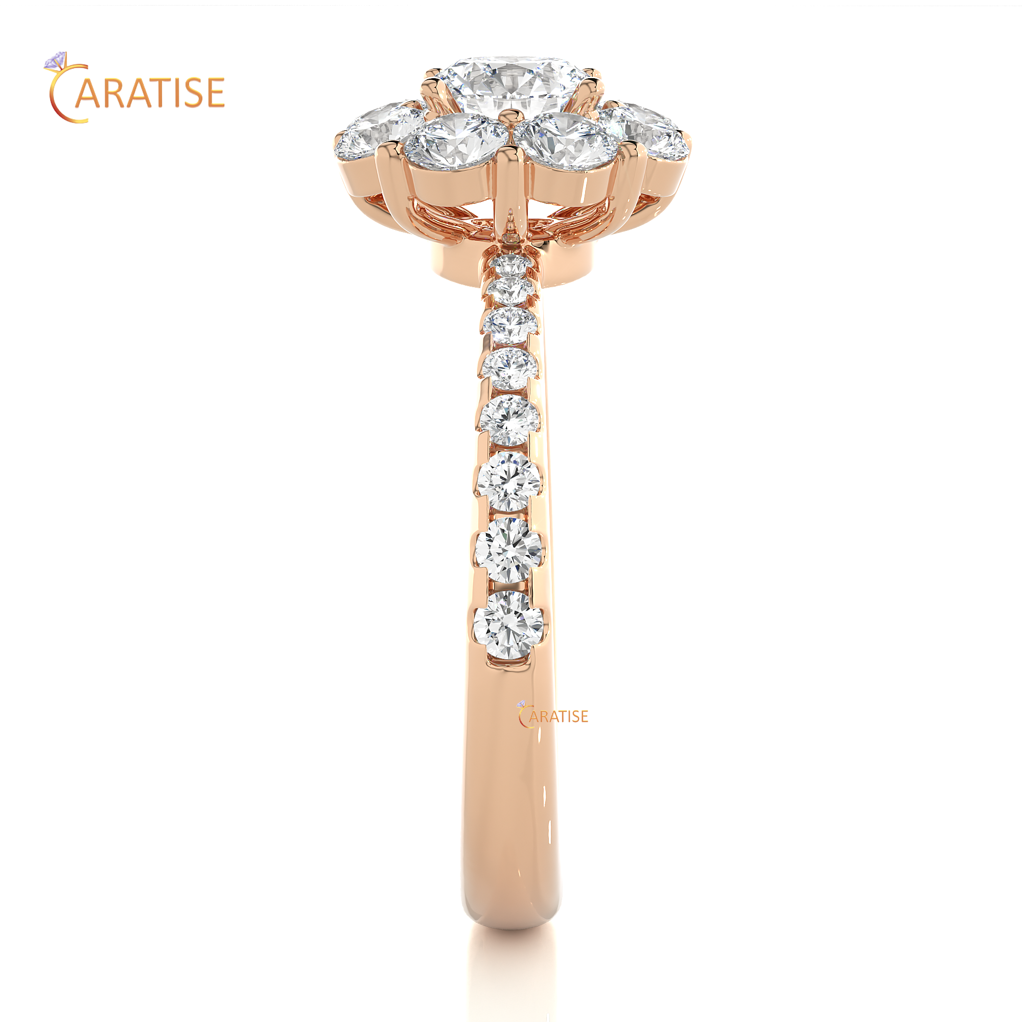 1.65 TDW Round Cut Moissanite Diamond Halo Ring 925 Silver