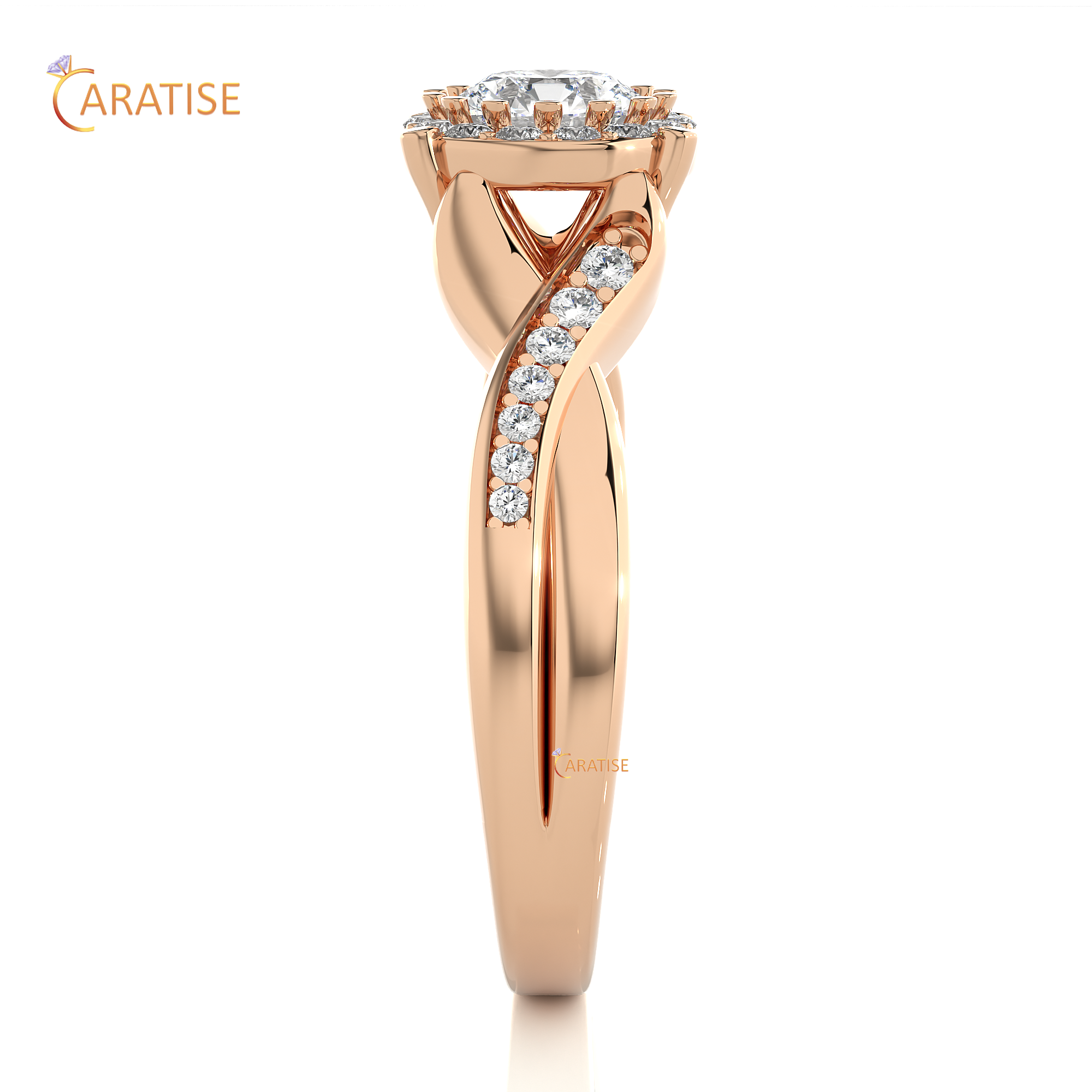 0.83 TDW Round Cut Moissanite Diamond Halo Ring 925 Silver