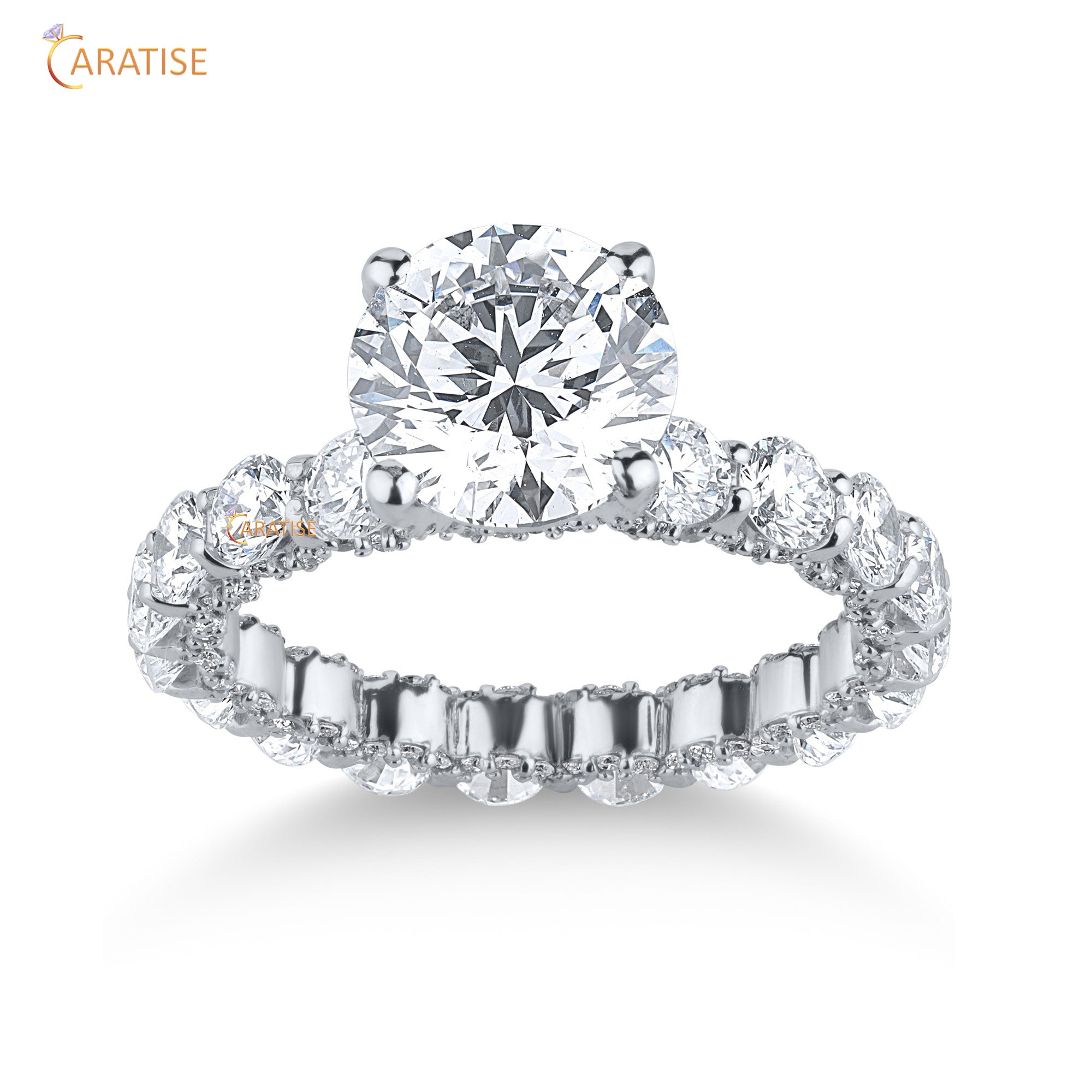 4.68 TDW Round Cut Moissanite Diamond Halo Ring 925 Silver