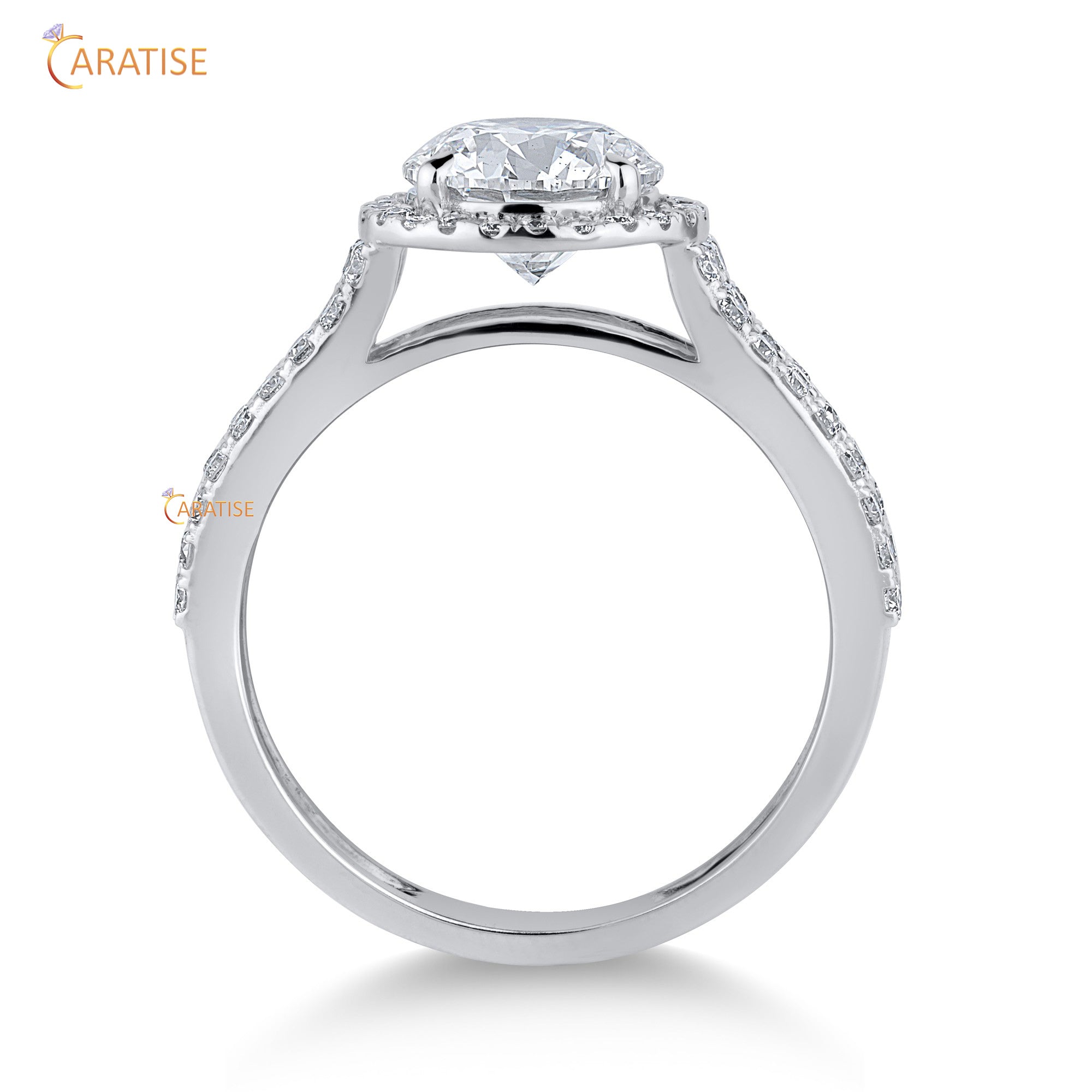 1.88 TDW Round Cut Mossiante Diamond Women's Halo Band Ring 925 Silver