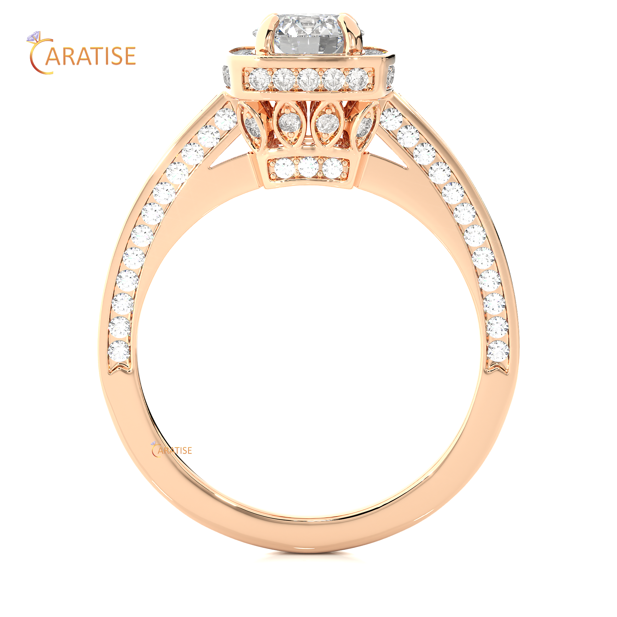 1.42 TDW Round Cut Moissanite Diamond Halo Ring 925 Silver