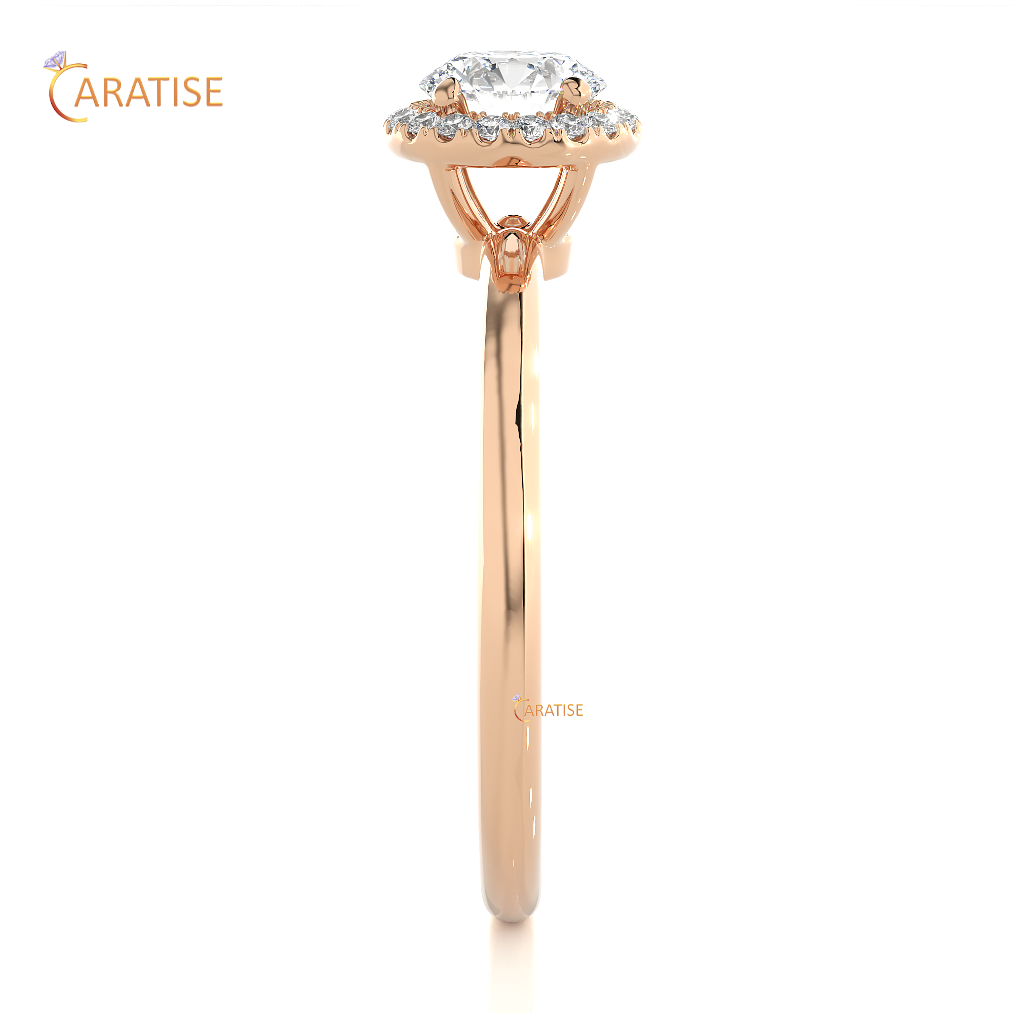 0.50 TDW Round Cut Moissanite Diamond Halo Ring 925 Silver