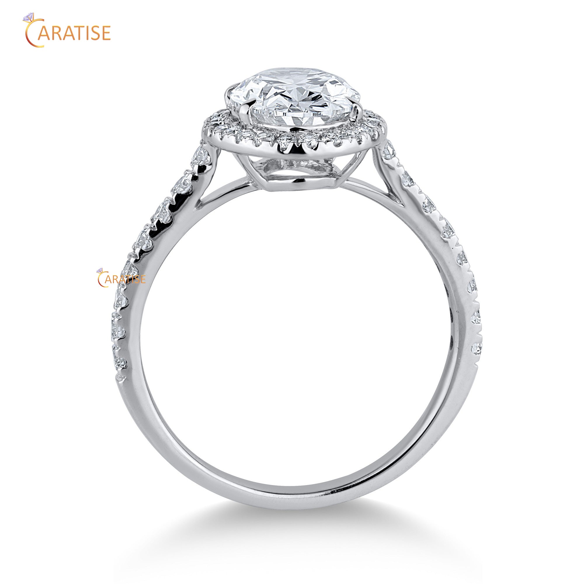 2.37 TDW Oval & Round Cut Mossiante Diamond Halo Rng 925 Silver
