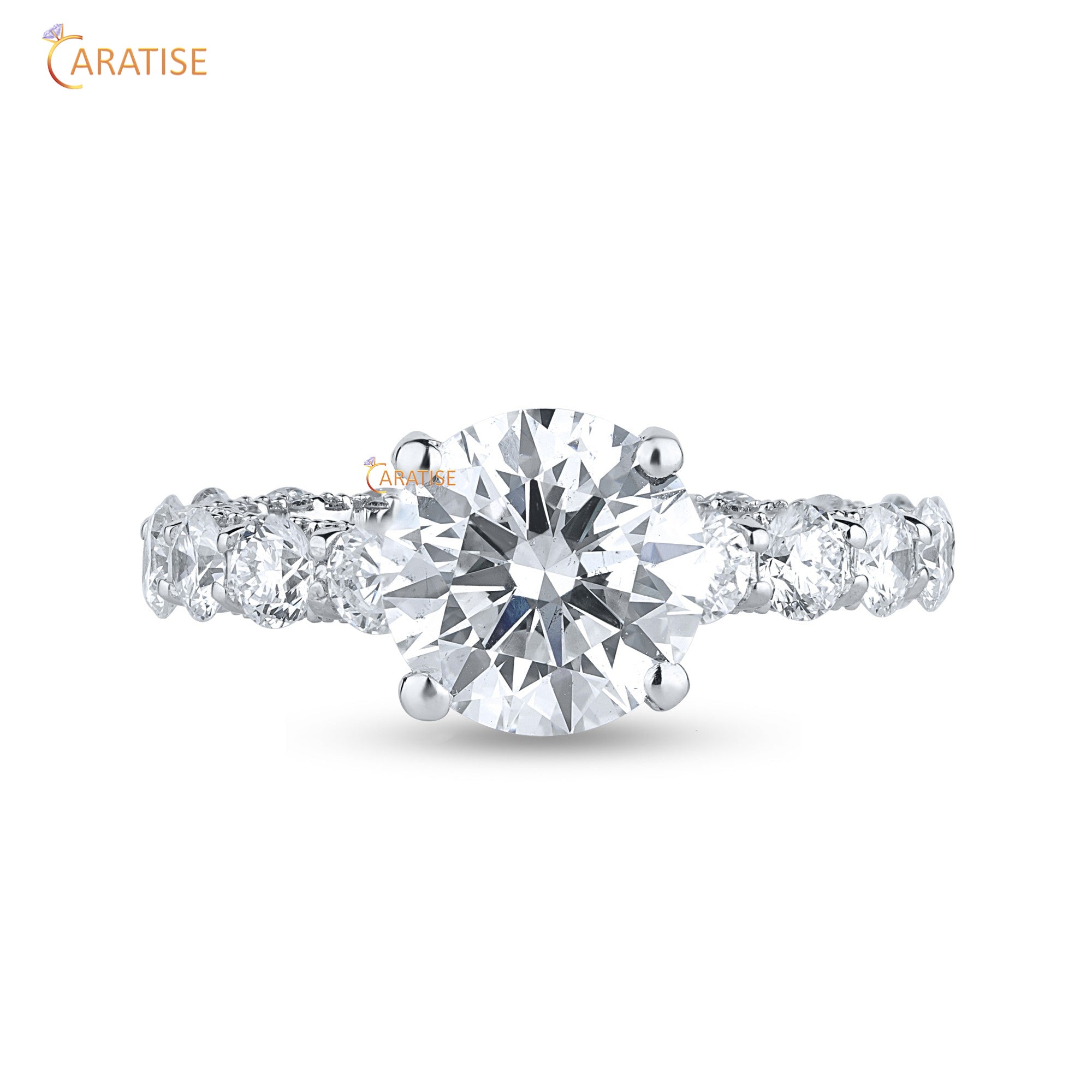 4.68 TDW Round Cut Moissanite Diamond Halo Ring 925 Silver