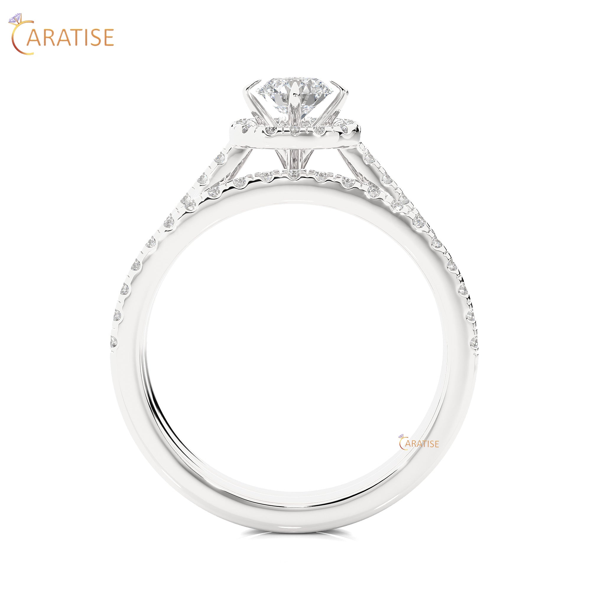 1.31 TDW Round Cut Moissanite Diamond Halo Ring 925 Silver