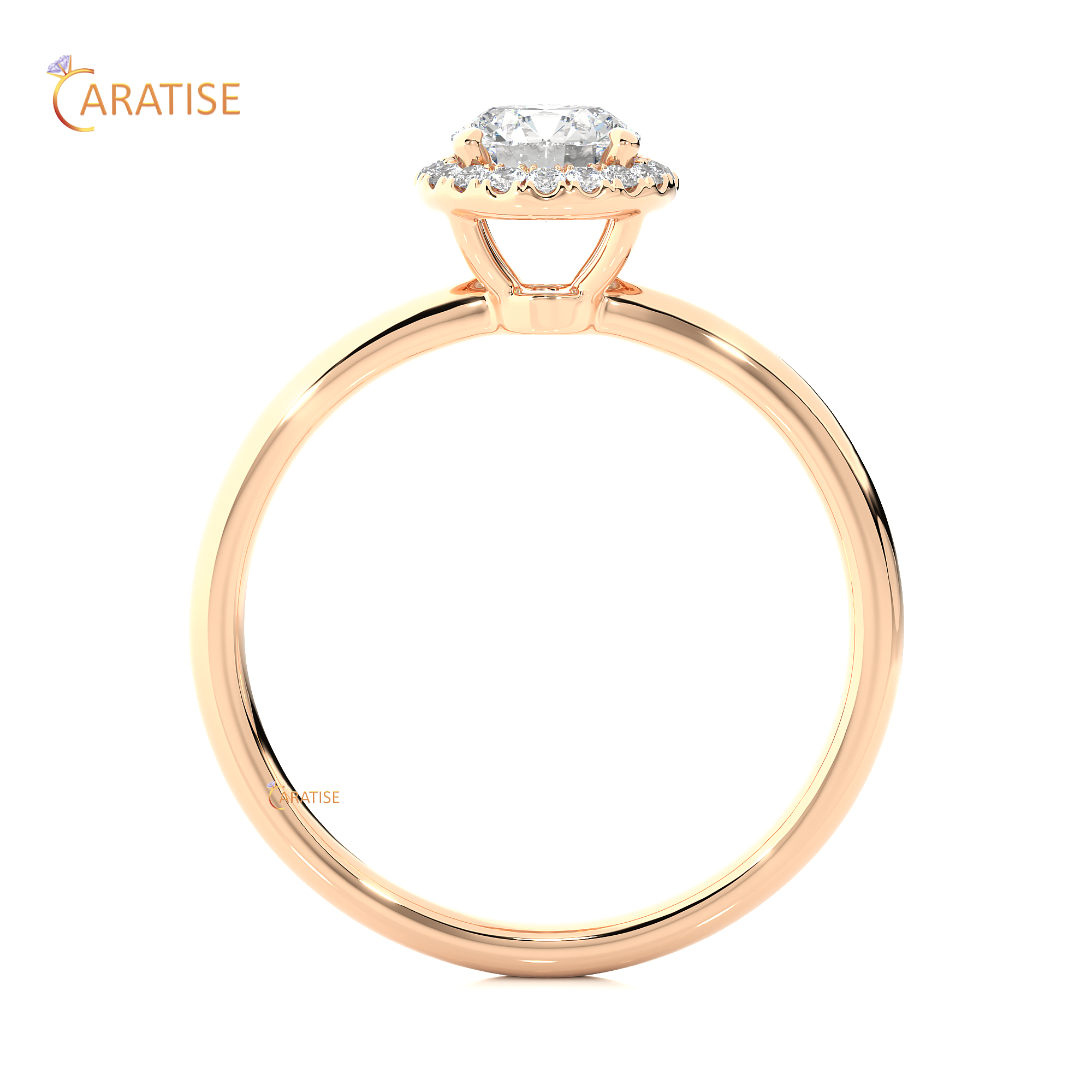 0.50 TDW Round Cut Moissanite Diamond Halo Ring 925 Silver