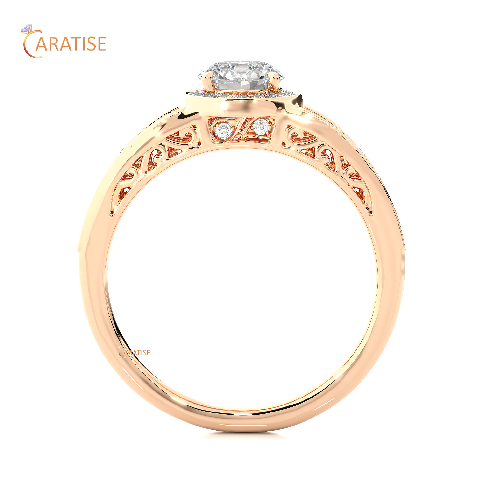 0.95 TDW Round Cut Moissanite Diamond Halo Ring 925 Silver