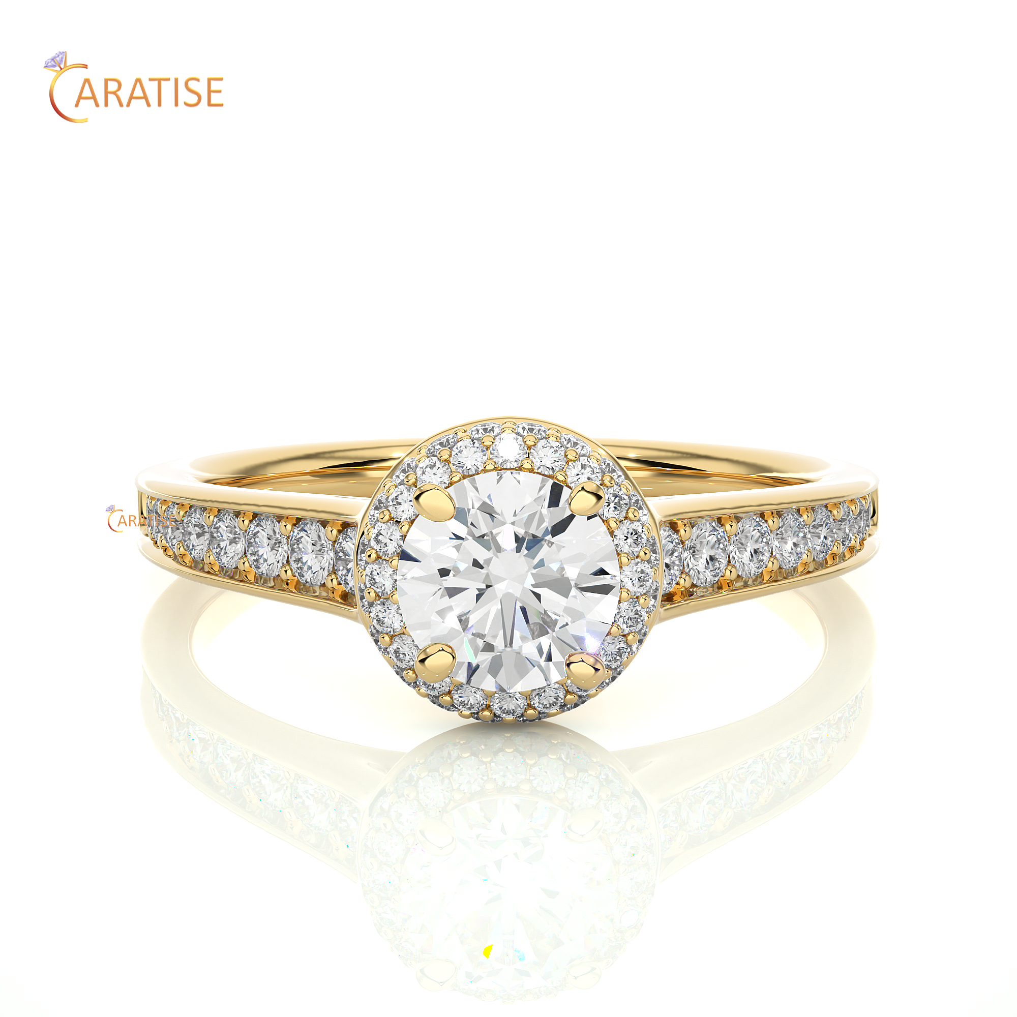 0.93 TDW Round Cut Moissanite Diamond Halo Ring 925 Silver