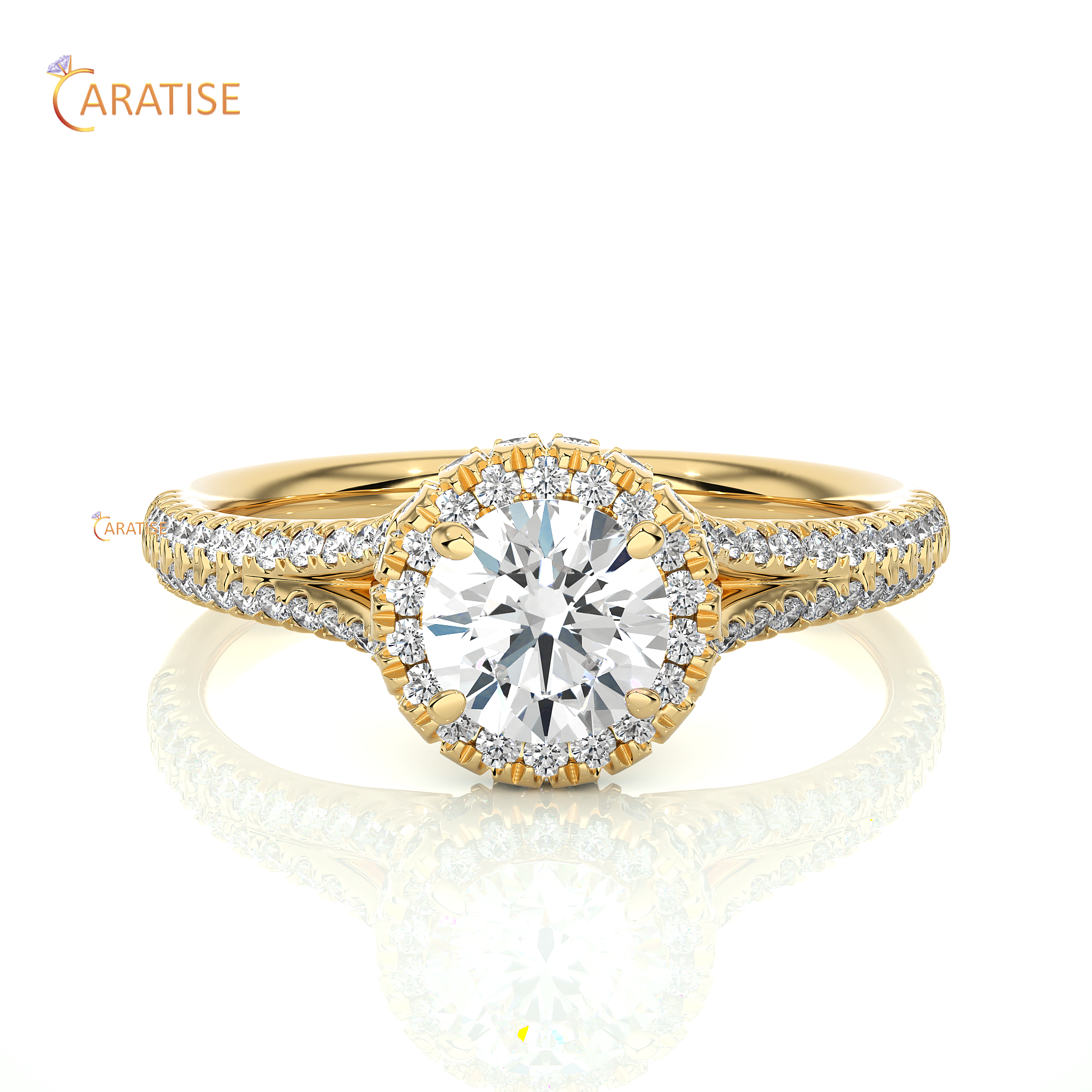 1.07 TDW Round Cut Moissanite Diamond Halo Ring 925 Silver