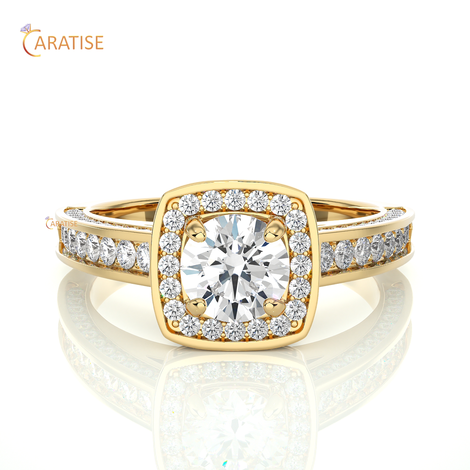 1.42 TDW Round Cut Moissanite Diamond Halo Ring 925 Silver