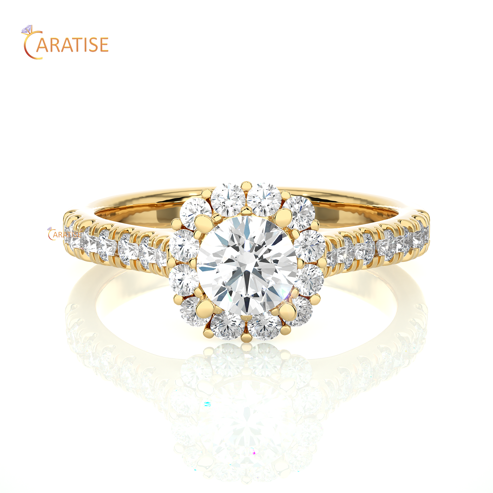 1.11 TDW Round Cut Moissanite Diamond Halo Ring 925 Silver